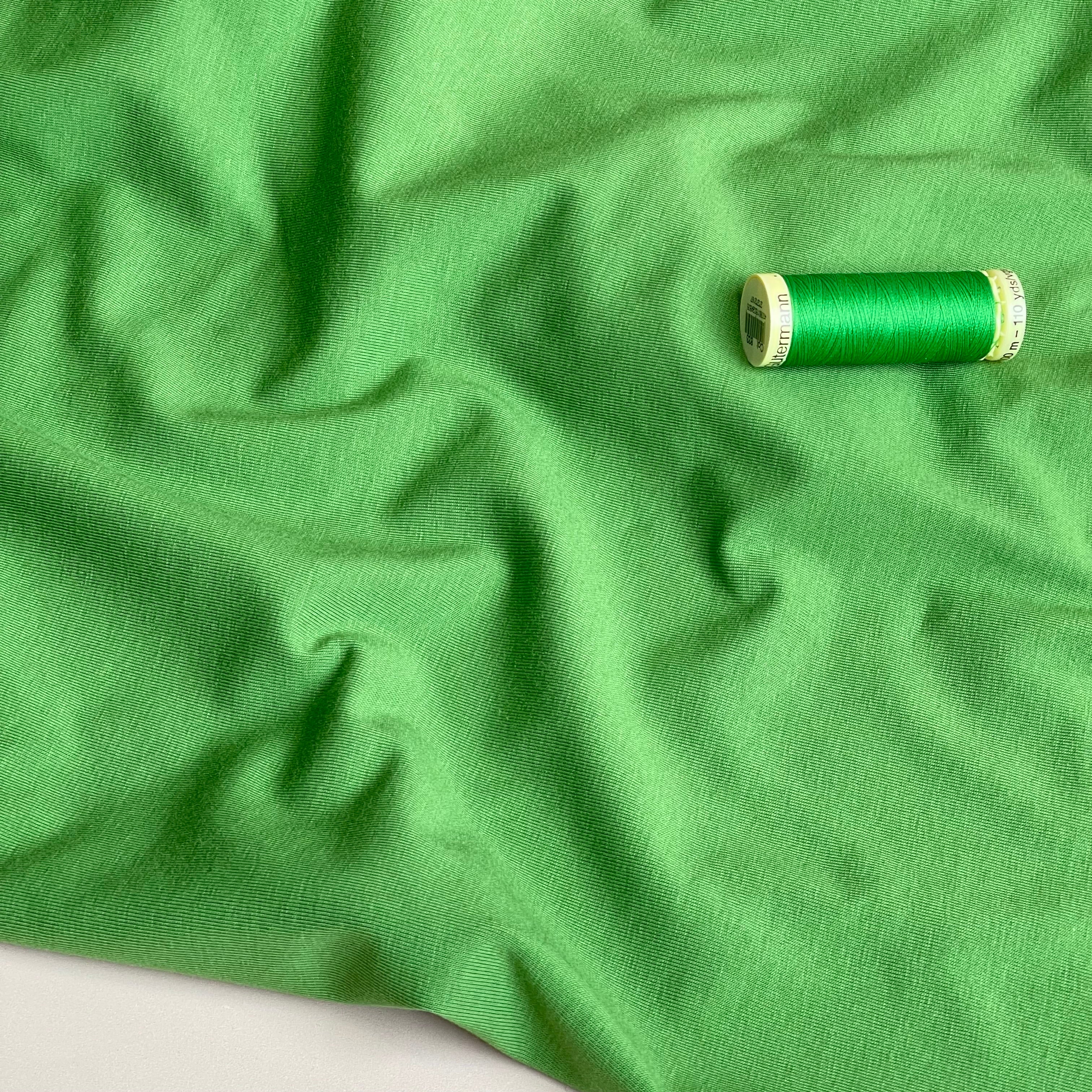 Essential Chic Grass Green Plain Cotton Jersey Fabric