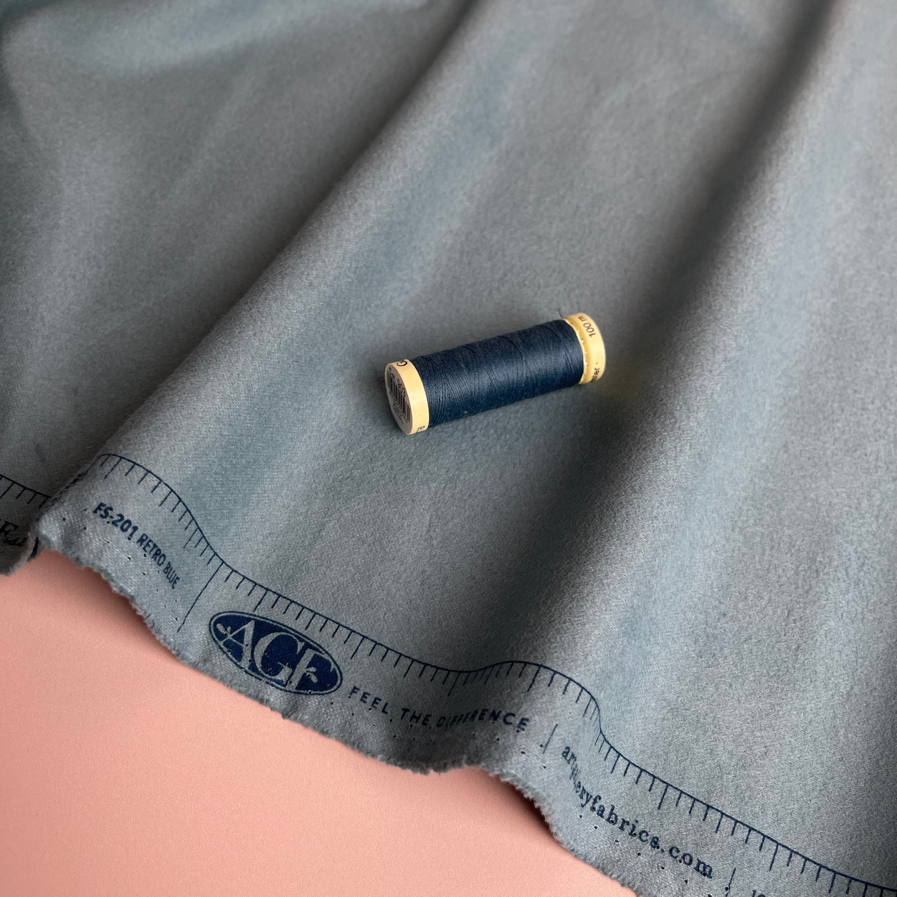 Art Gallery Fabrics - Retro Blue Plain Brushed Cotton Flannel