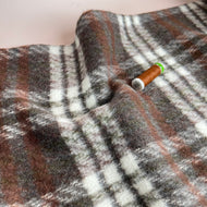 REMNANT 0.66 metres - Kirstie in Brown Checked Wool & Cotton Blend Coat Fabric