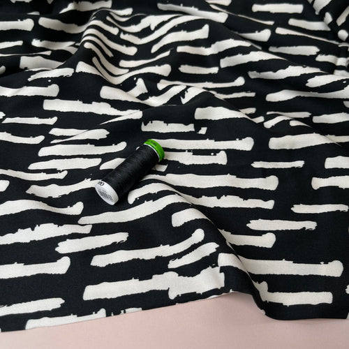 Light & Lush - Monochrome Bricks Viscose Twill Fabric