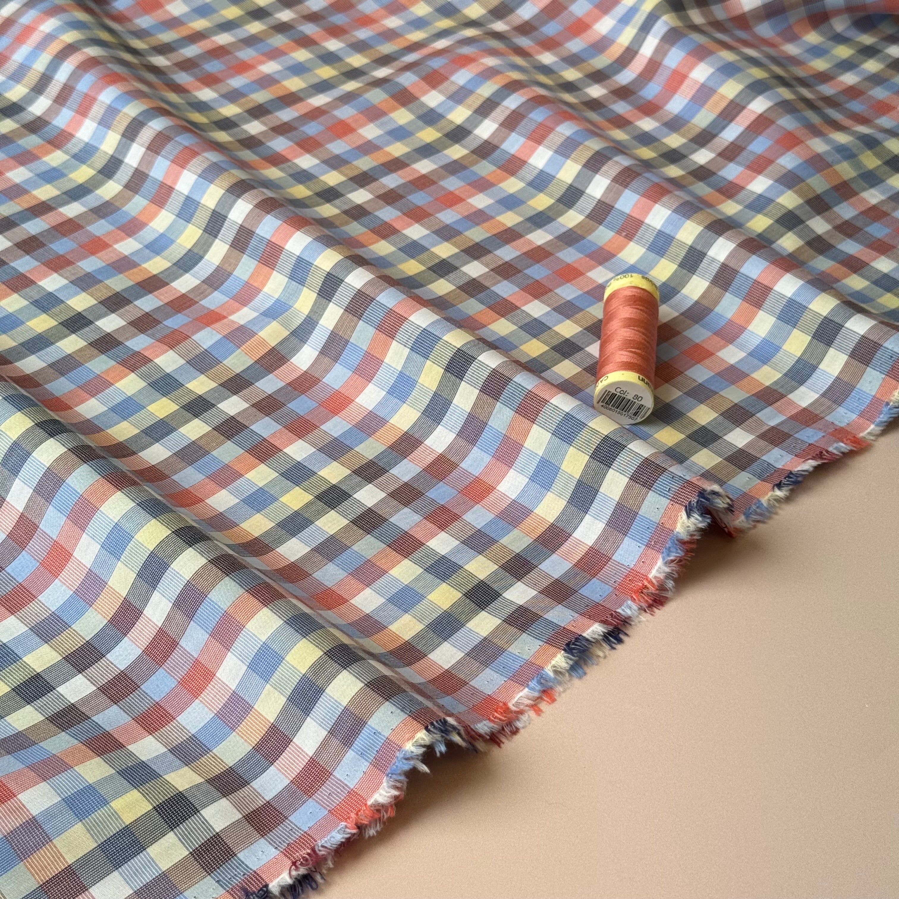 Ex-Designer Deadstock Yarn Dyed Checks Fine Cotton Fabric