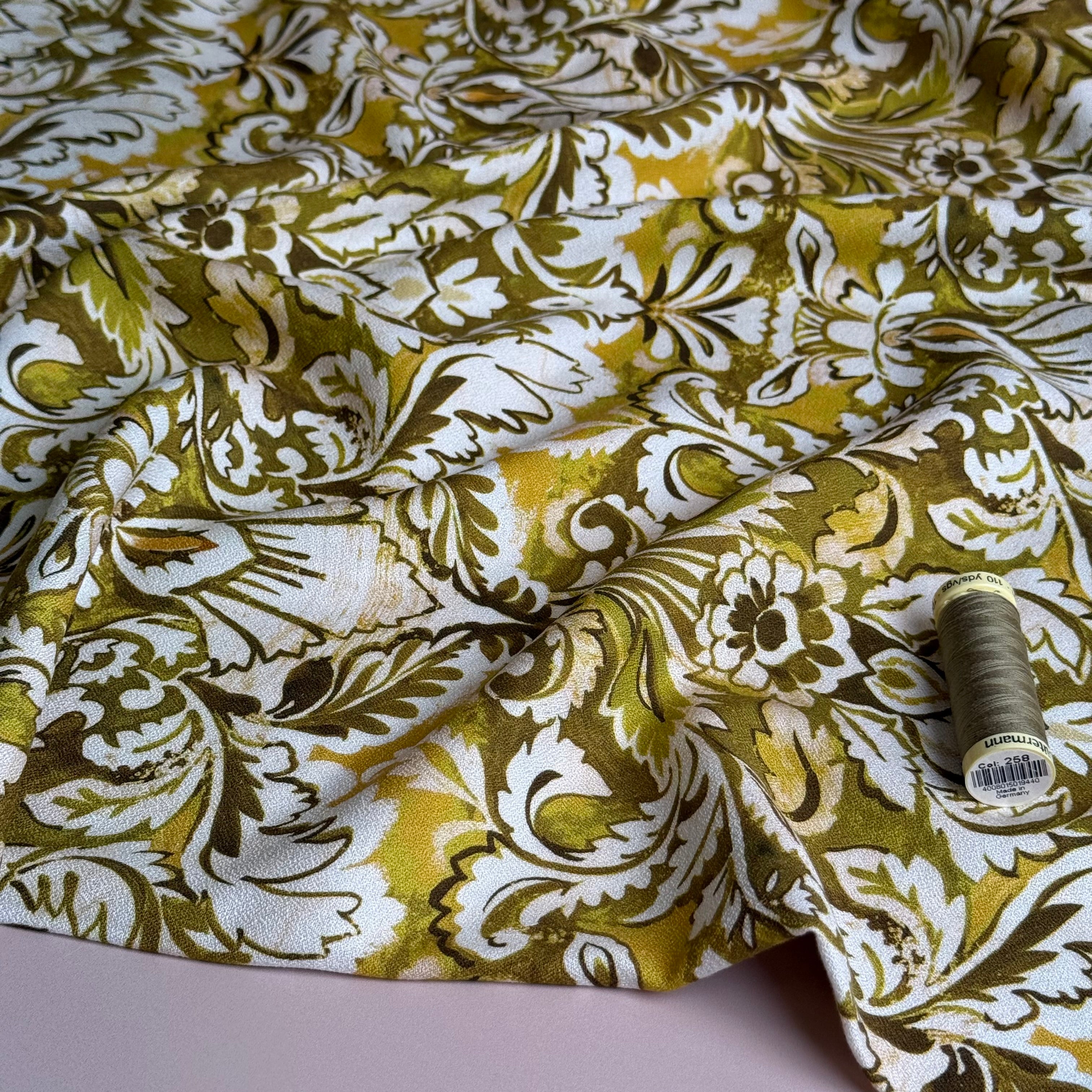 Ochre Ornaments Soft Viscose Crepe