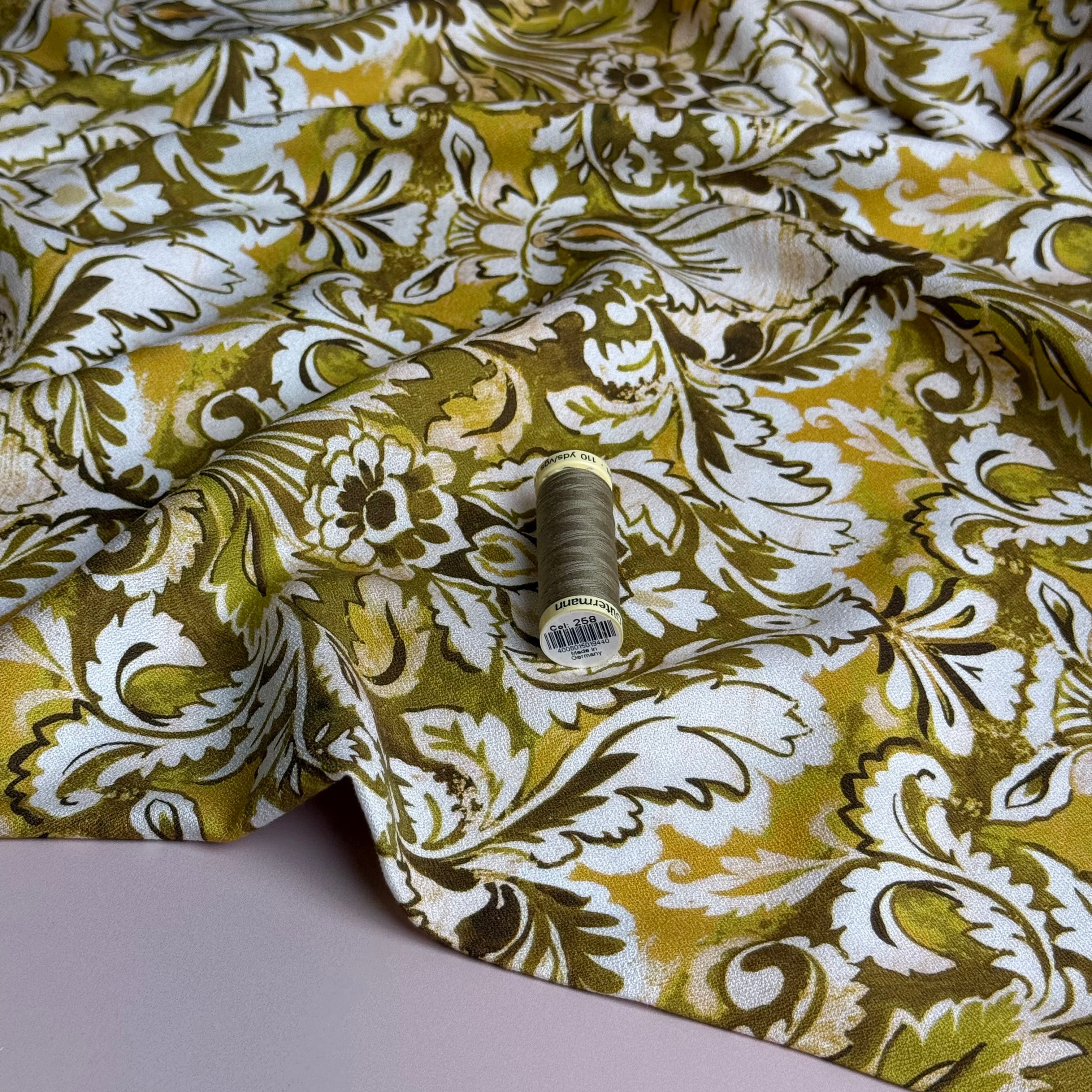 Ochre Ornaments Soft Viscose Crepe