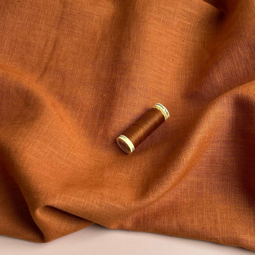 REMNANT 0.95 Metre (plus free small section with a hole) Breeze Copper - Enzyme Washed Pure Linen Fabric