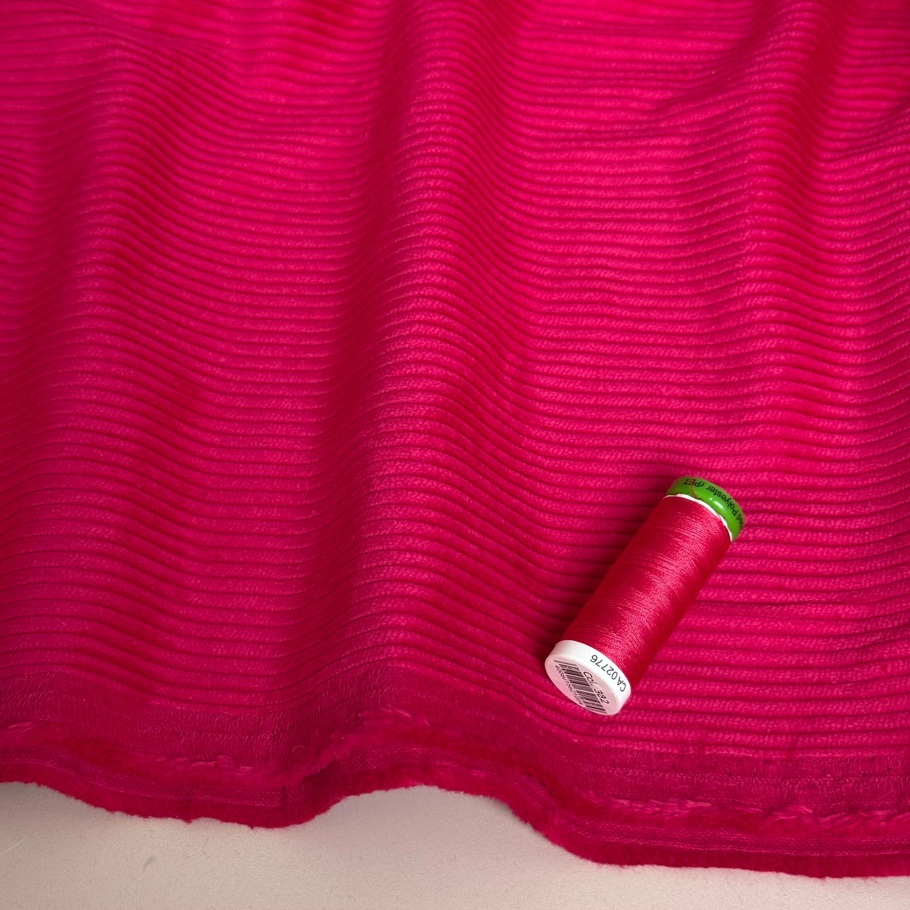 Ex-Designer Deadstock - 4.5W Pure Cotton Washed Corduroy in Fuchsia Pink