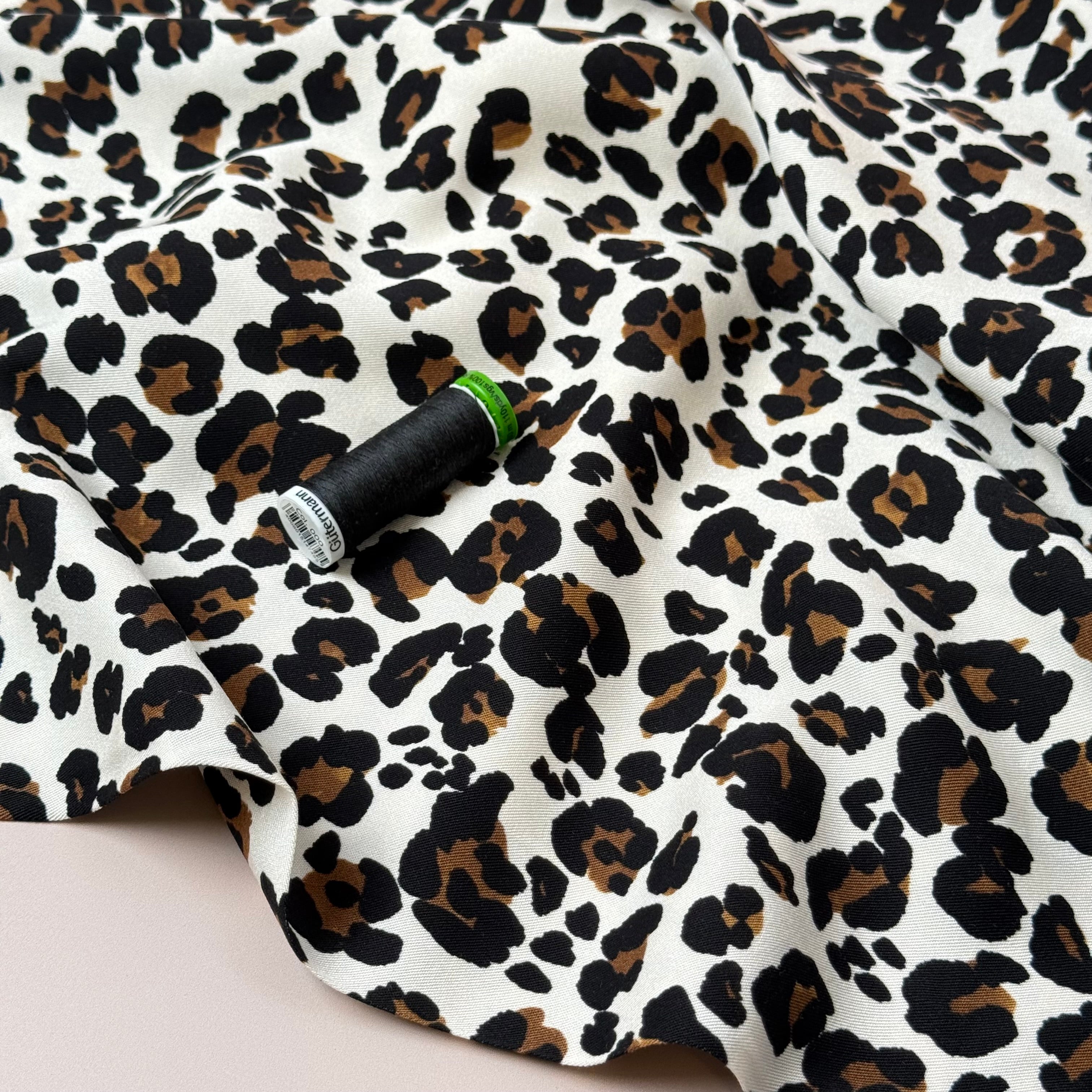 Leopard Off-White Viscose Twill