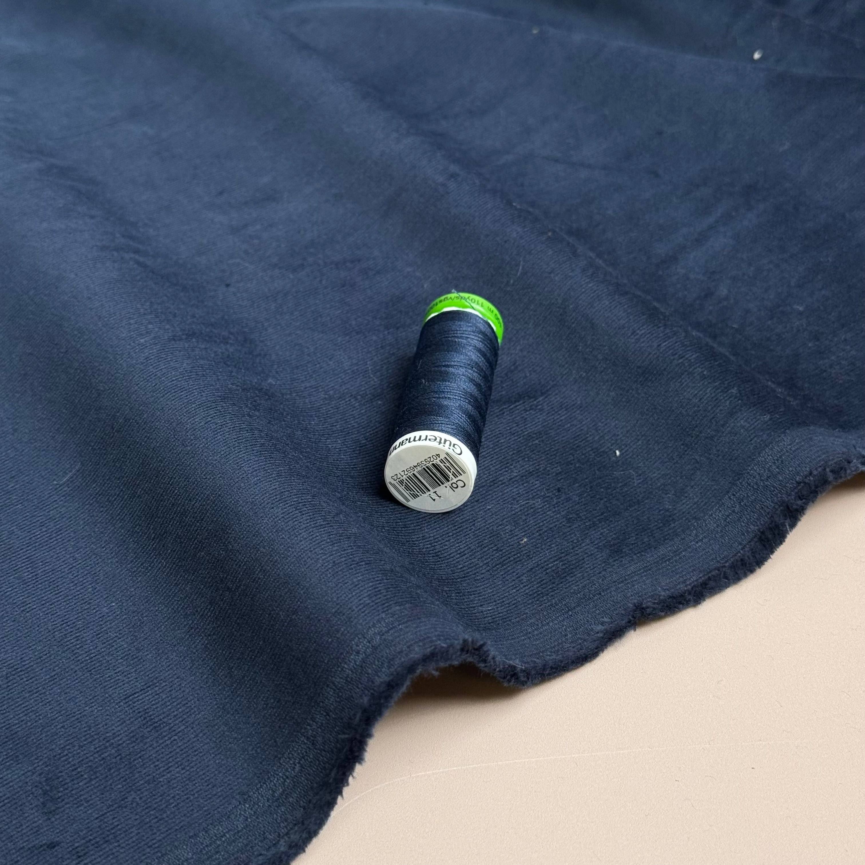 28 Wale Cotton Needlecord in Navy with Stretch