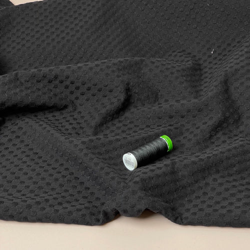 Embroidered Dots Black Cotton Broderie Anglaise Fabric