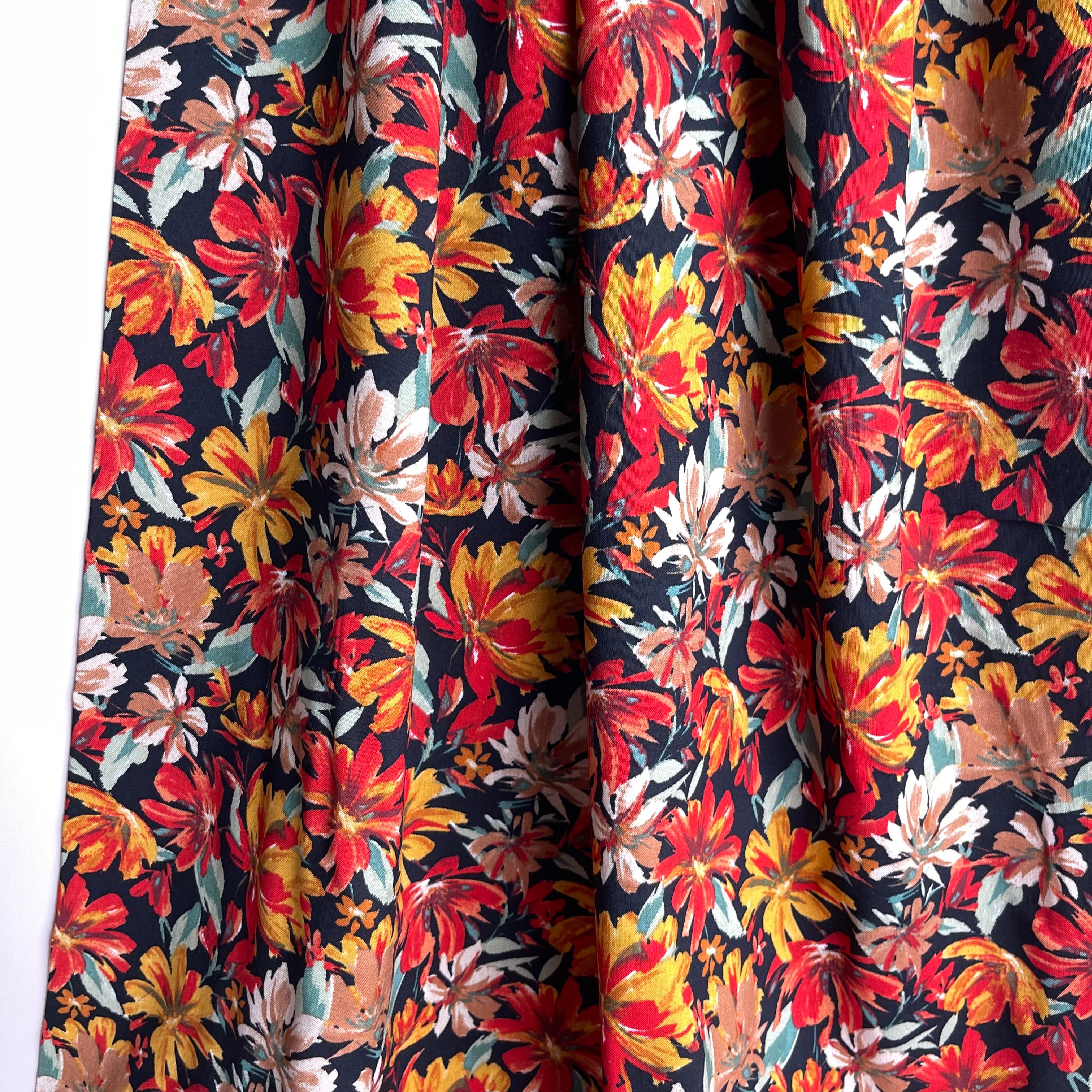 Sunset Flowers Rayon Viscose Fabric