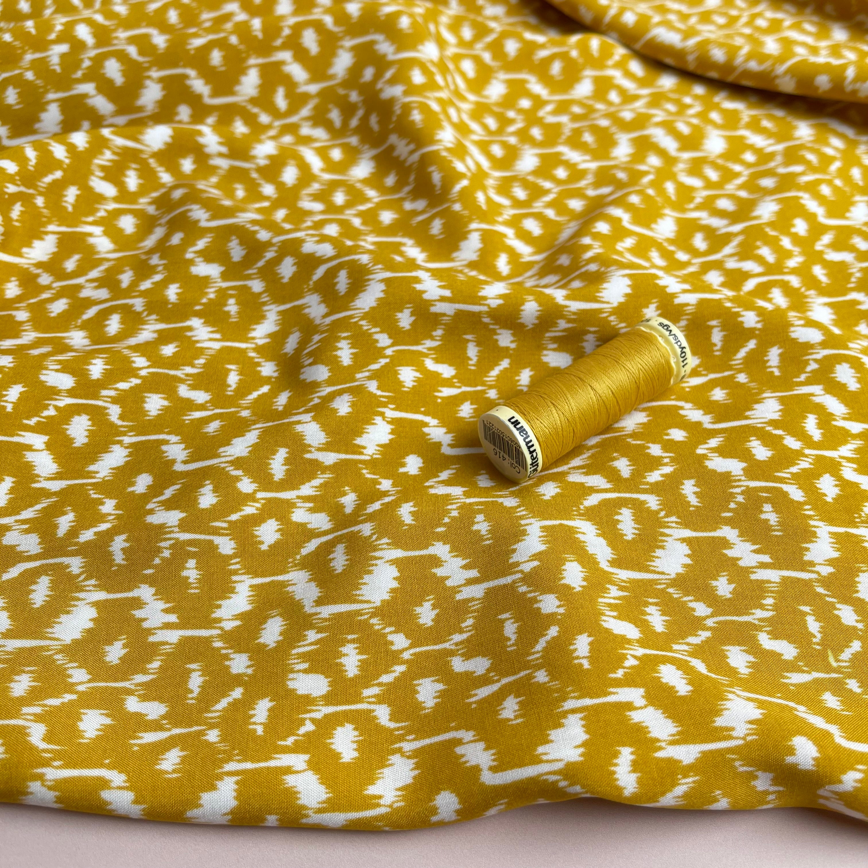 Honeycombs Ochre Viscose Fabric