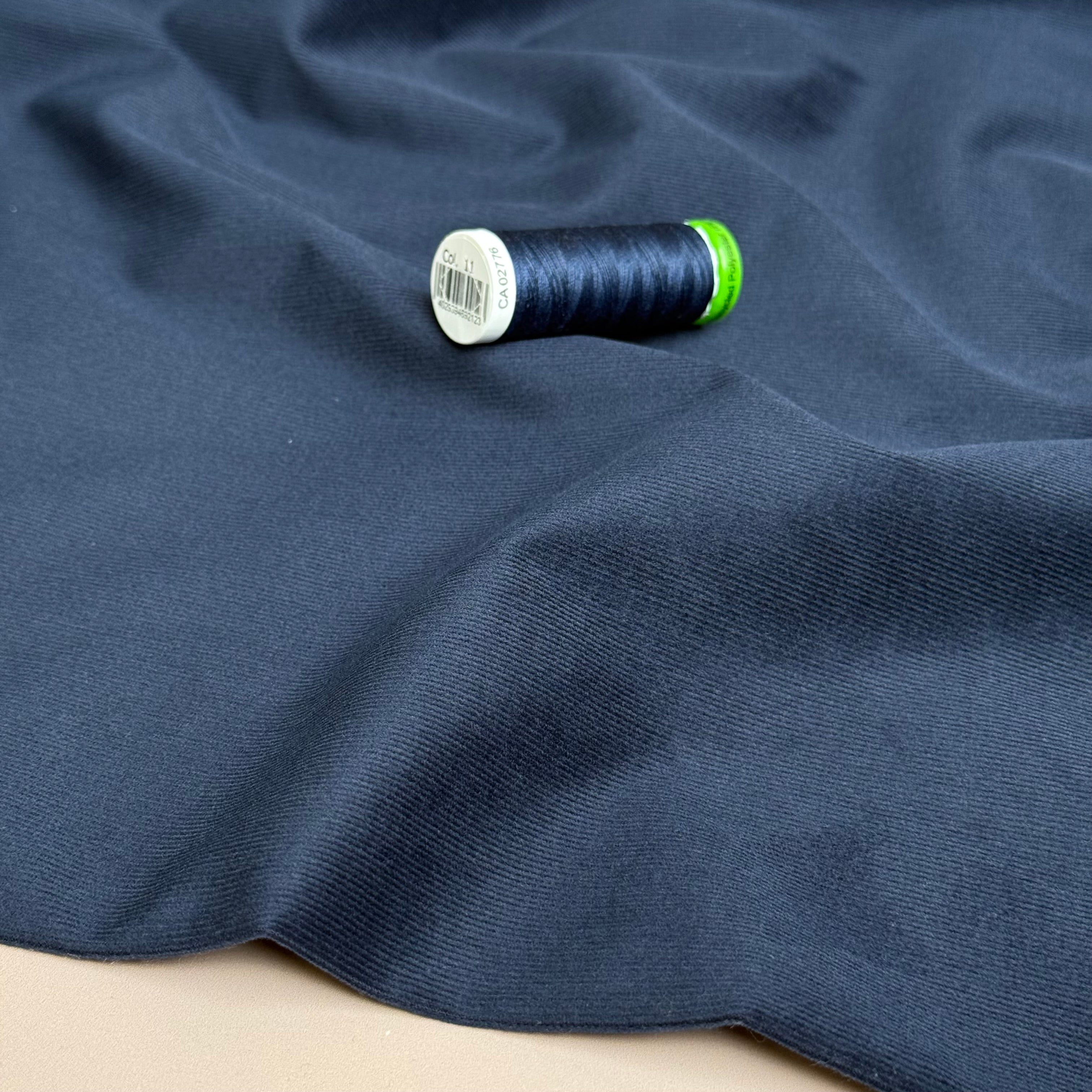28 Wale Cotton Needlecord in Navy with Stretch