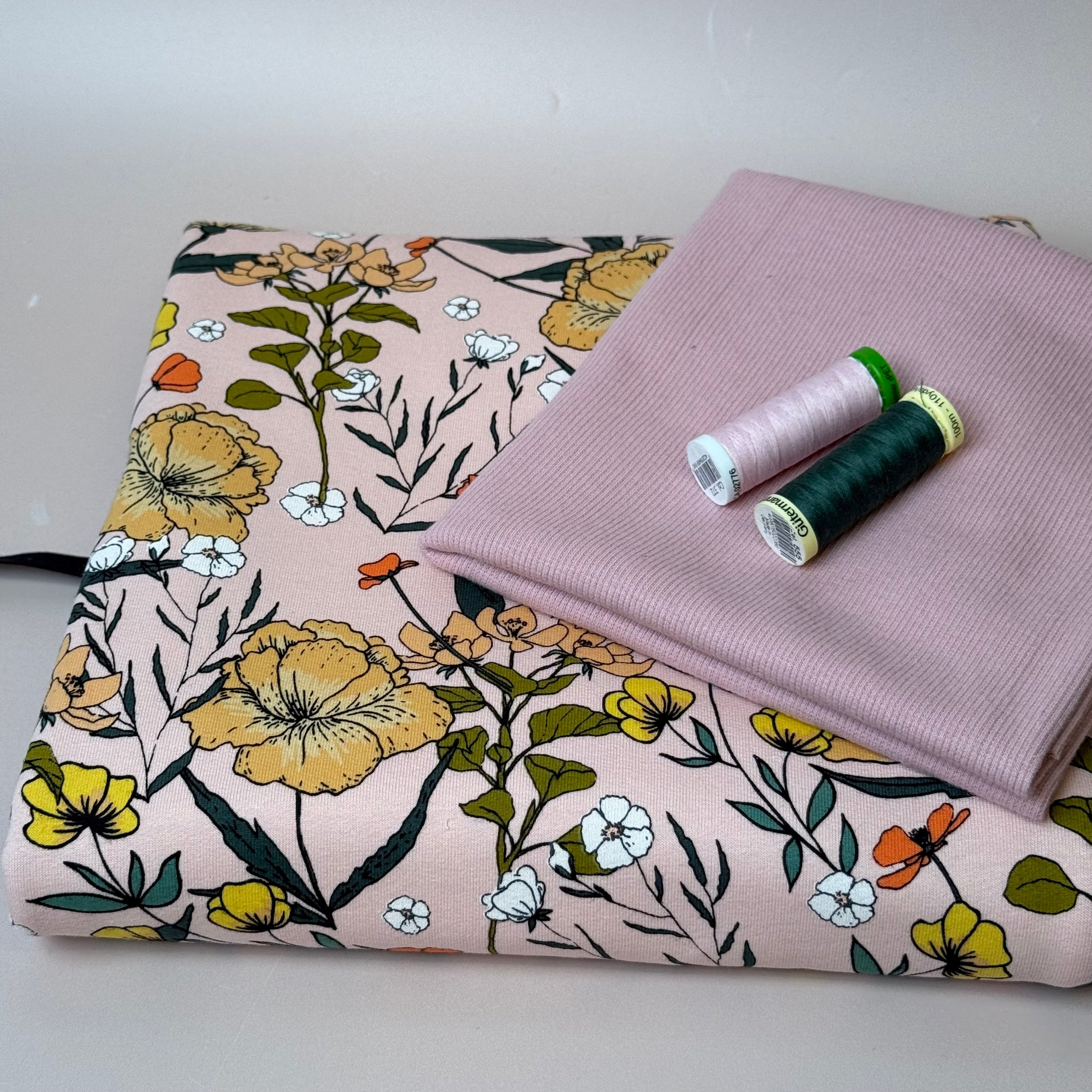 Colour Bundles - Summer Flowers French Terry and Ribbing