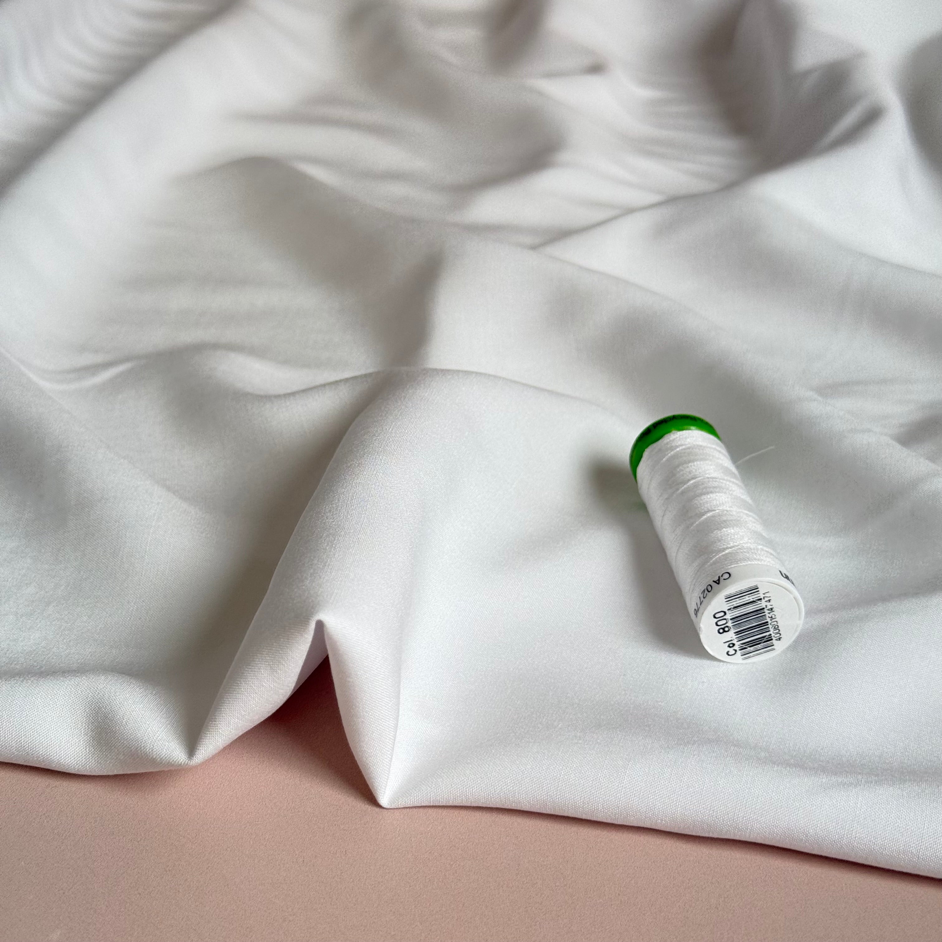 Elegance White Plain ECOVERO Viscose Fabric