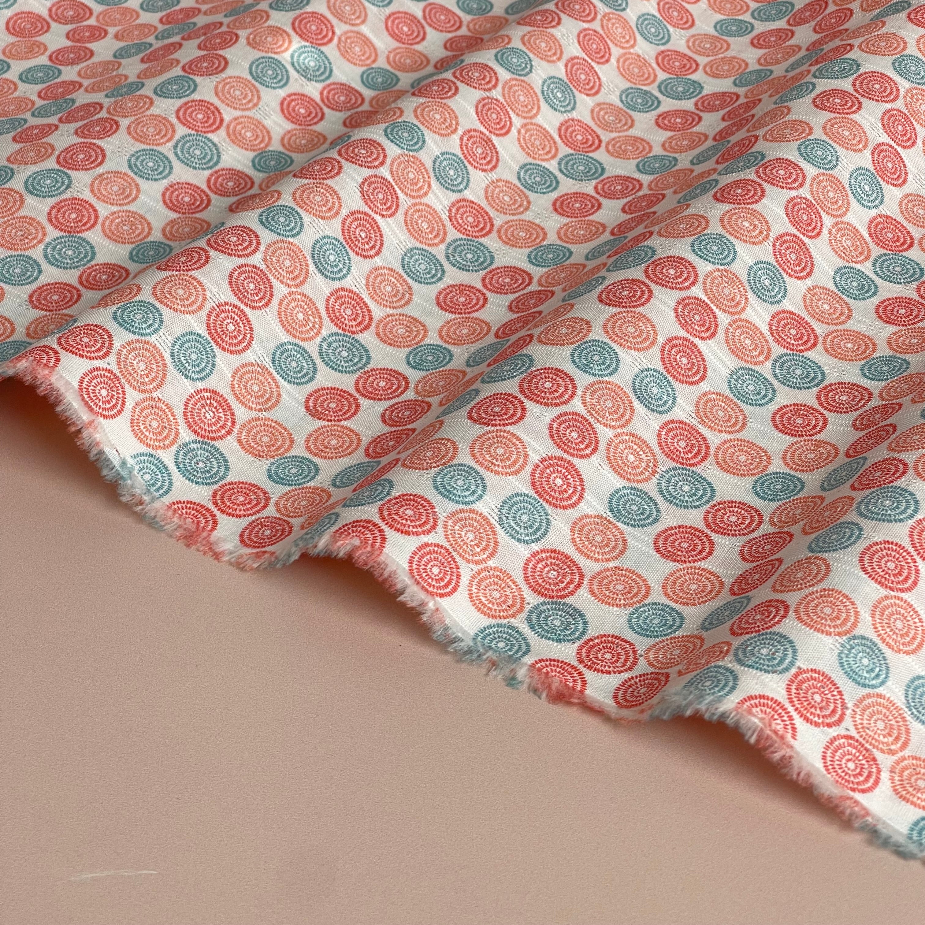 Circles Lace Stripes Cotton Fabric