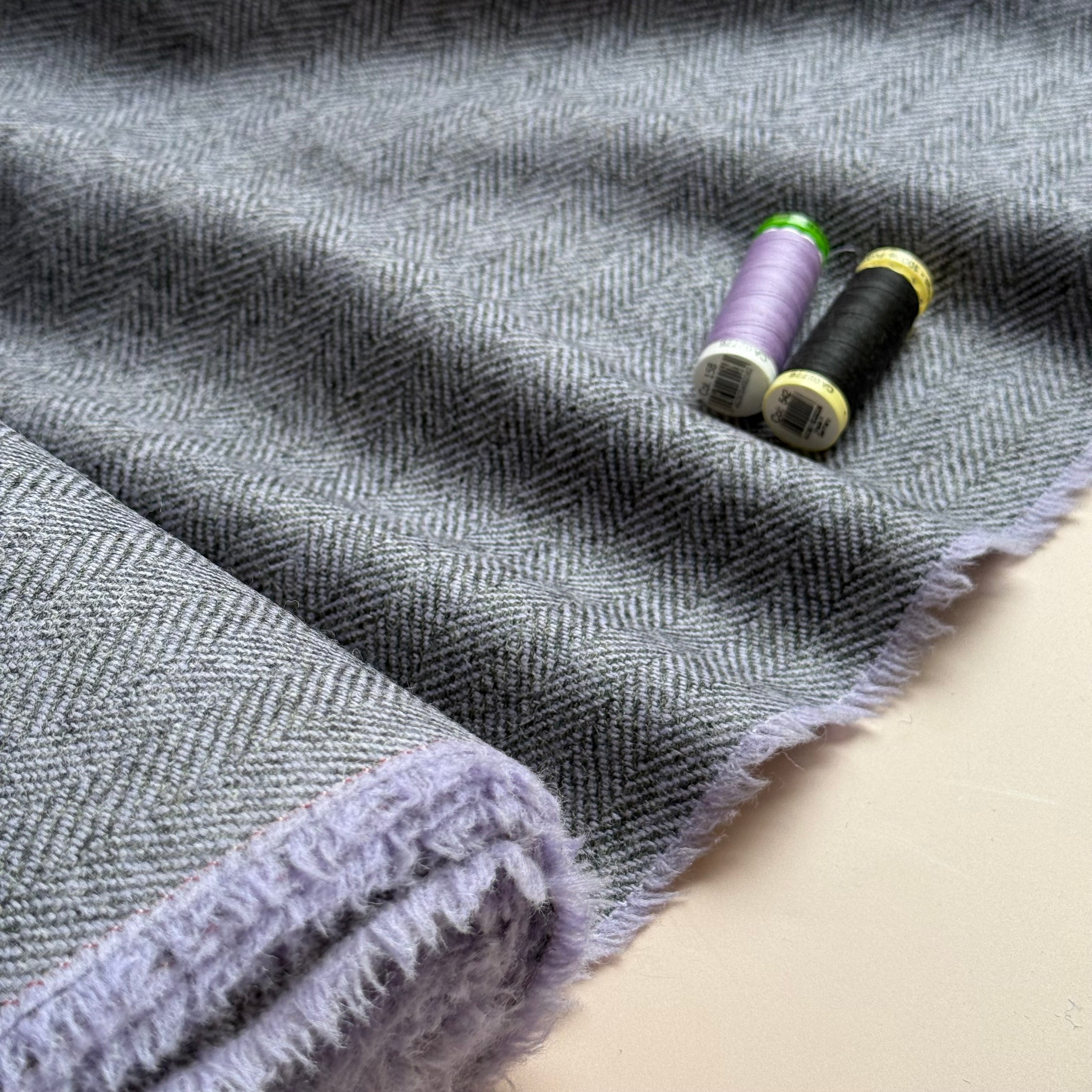 Ex-Designber Deadstock Pure Wool Herringbone Coating Fabric