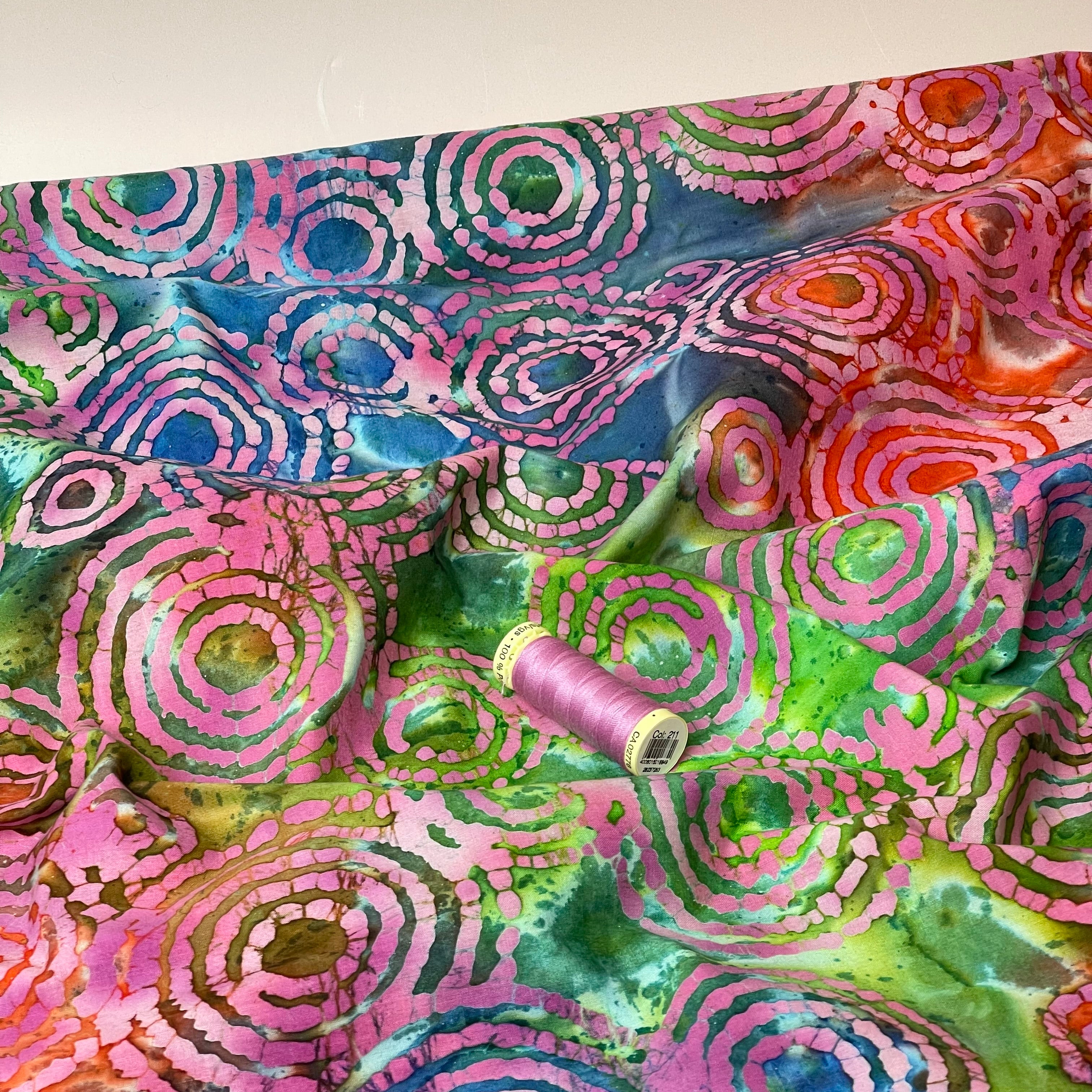 Pink Swirls Handcrafted Batik Cotton Fabric