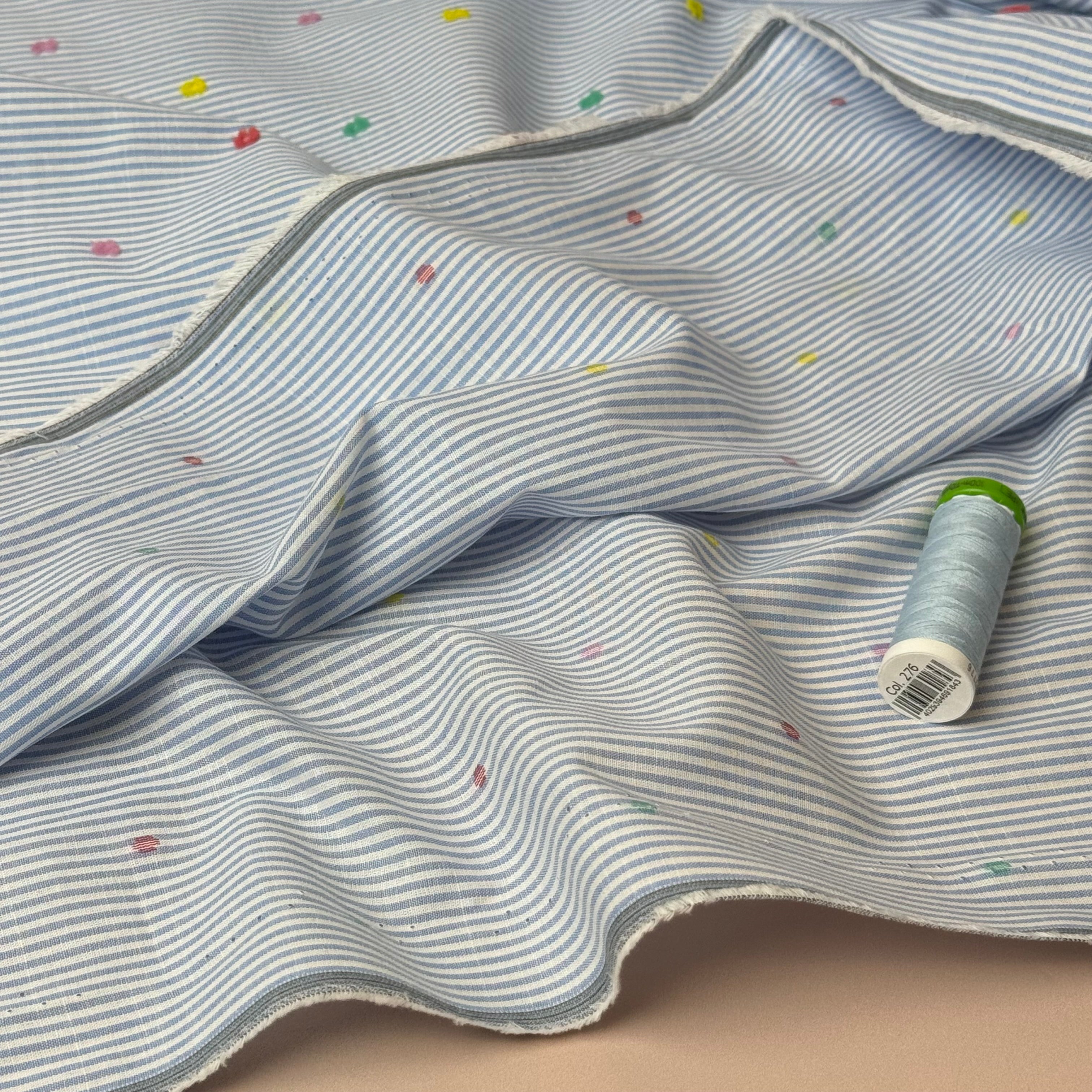 Confetti on Stripe Cotton Dobby Fabric