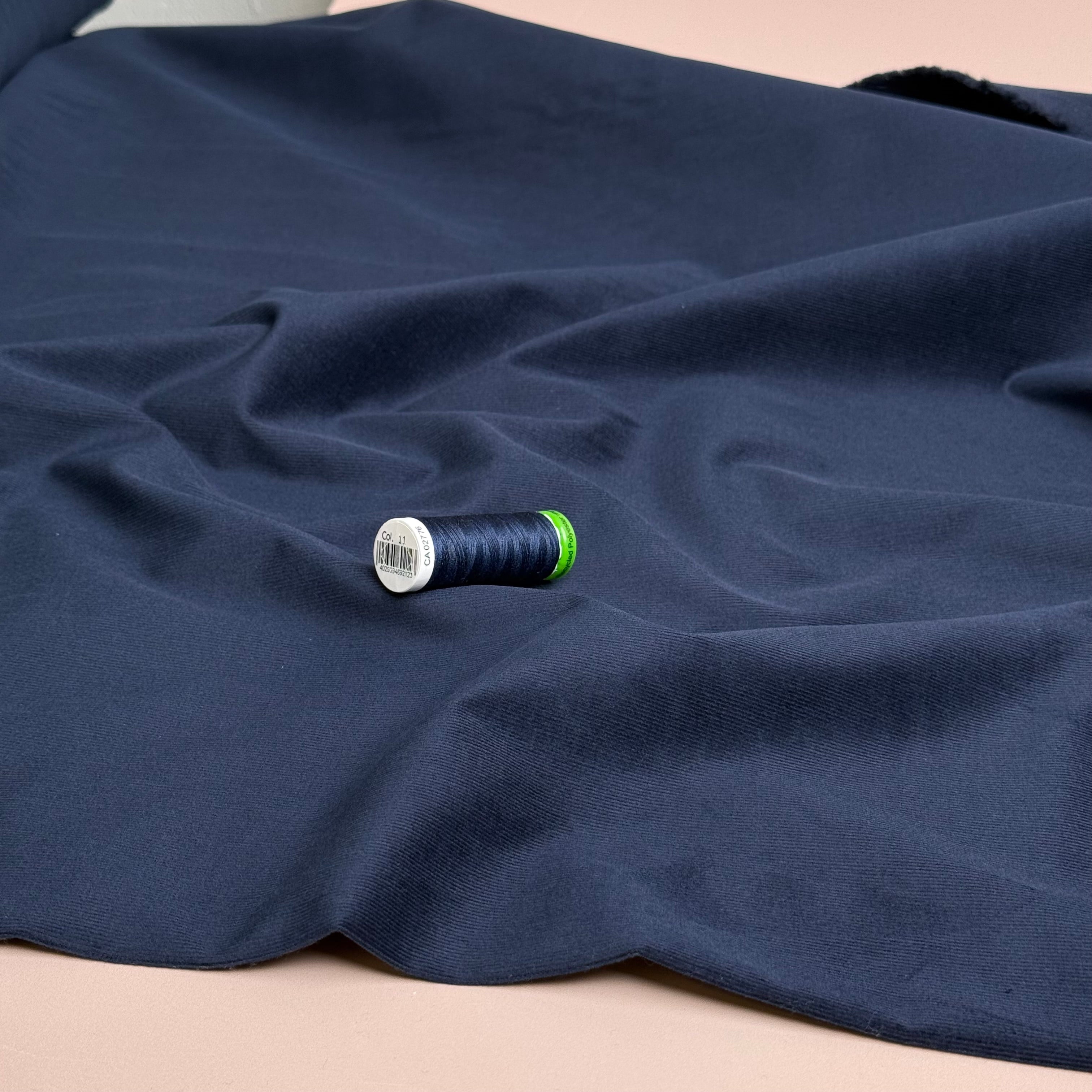 28 Wale Cotton Needlecord in Navy with Stretch