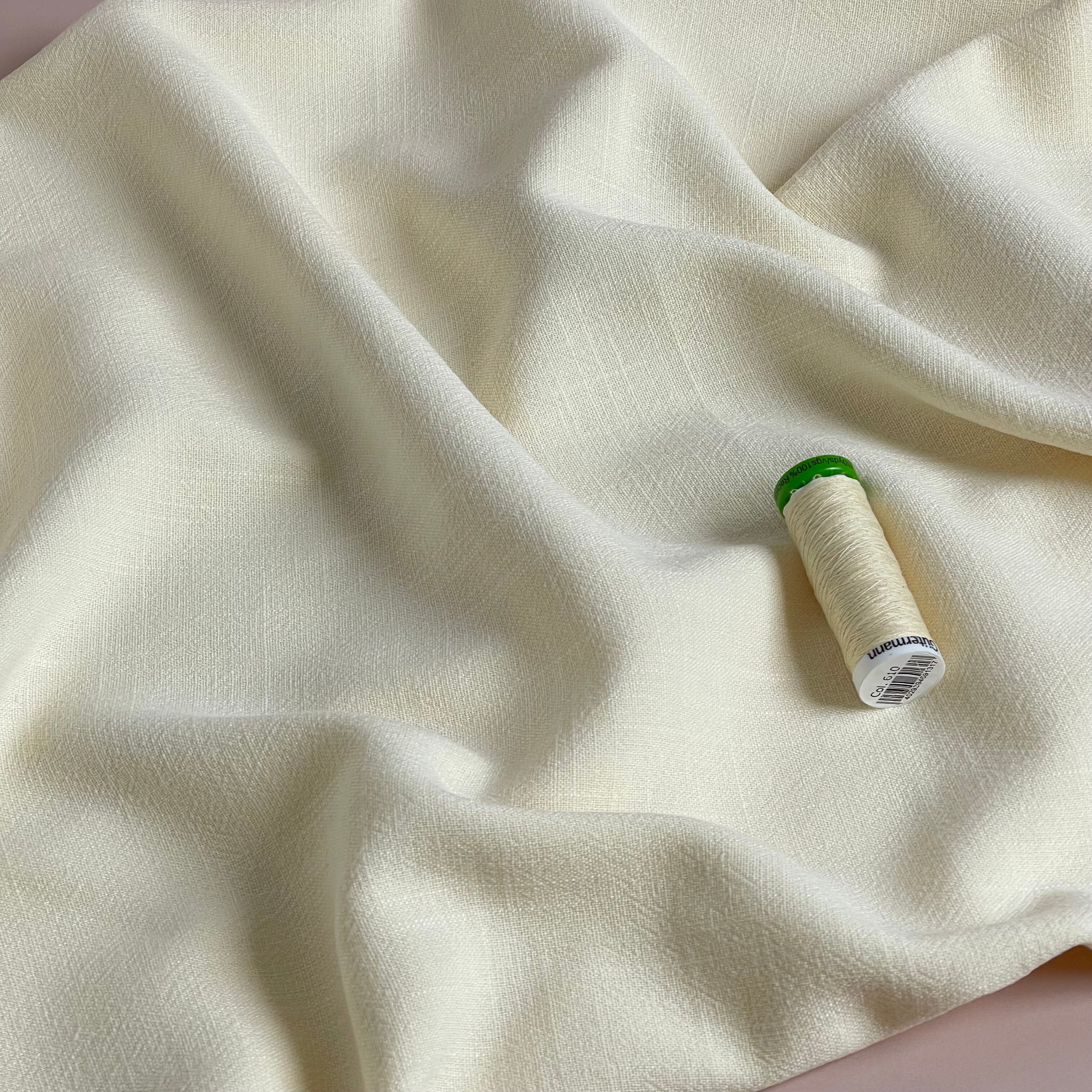 Flow Cream Viscose Linen Blend Dress Fabric