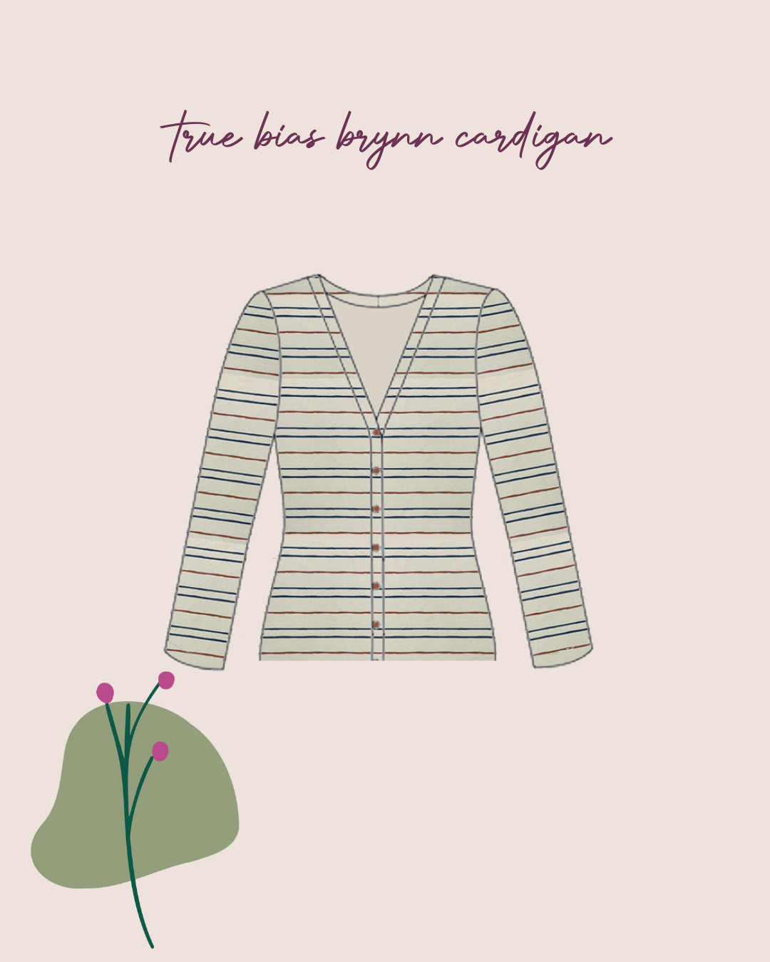 Sewing Kit -True Bias Brynn Cardigan Top Sewing Kit in Cotton Ribbed Jersey (multiple print options)