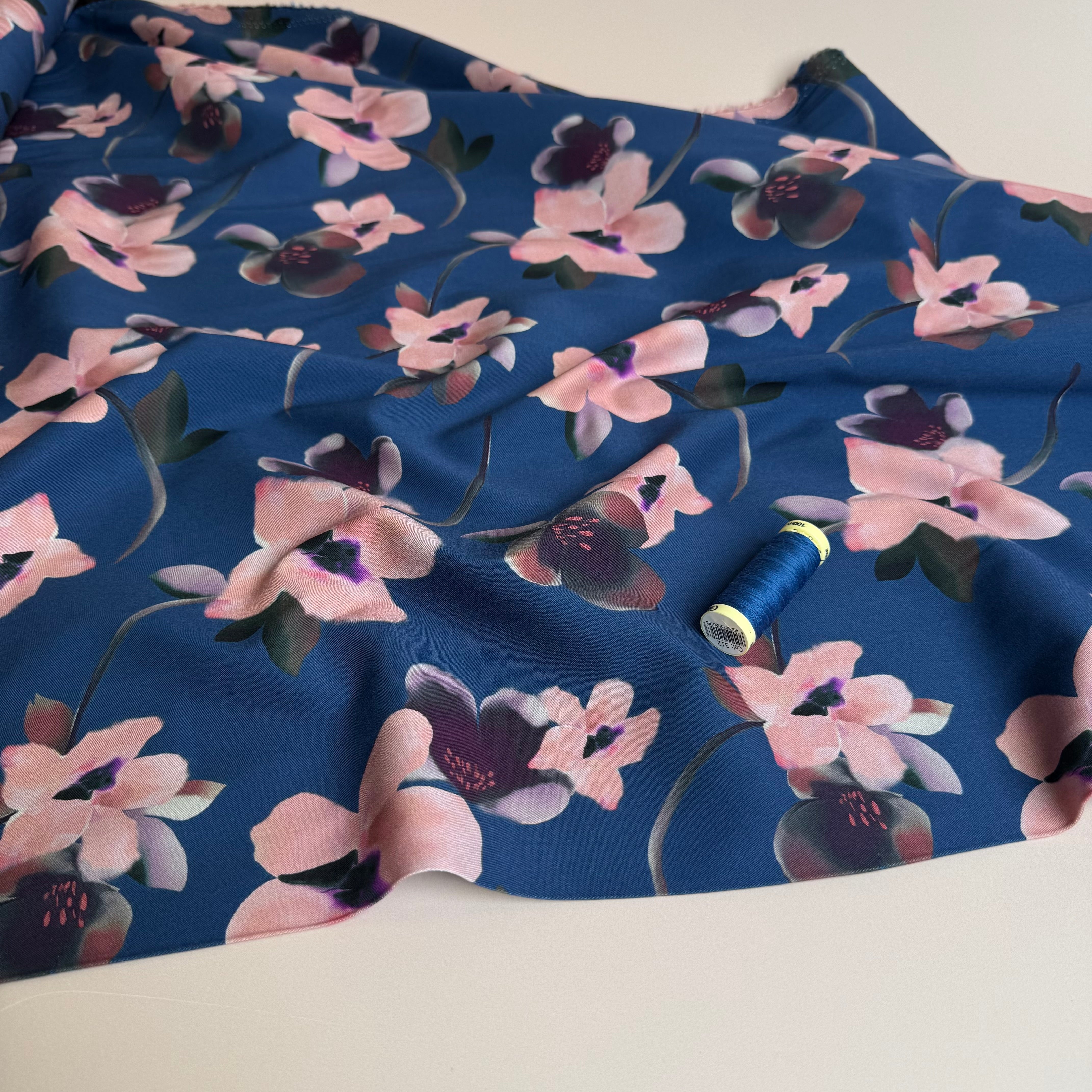 Rosella Watercolour Flowers Viscose Twill with Stretch