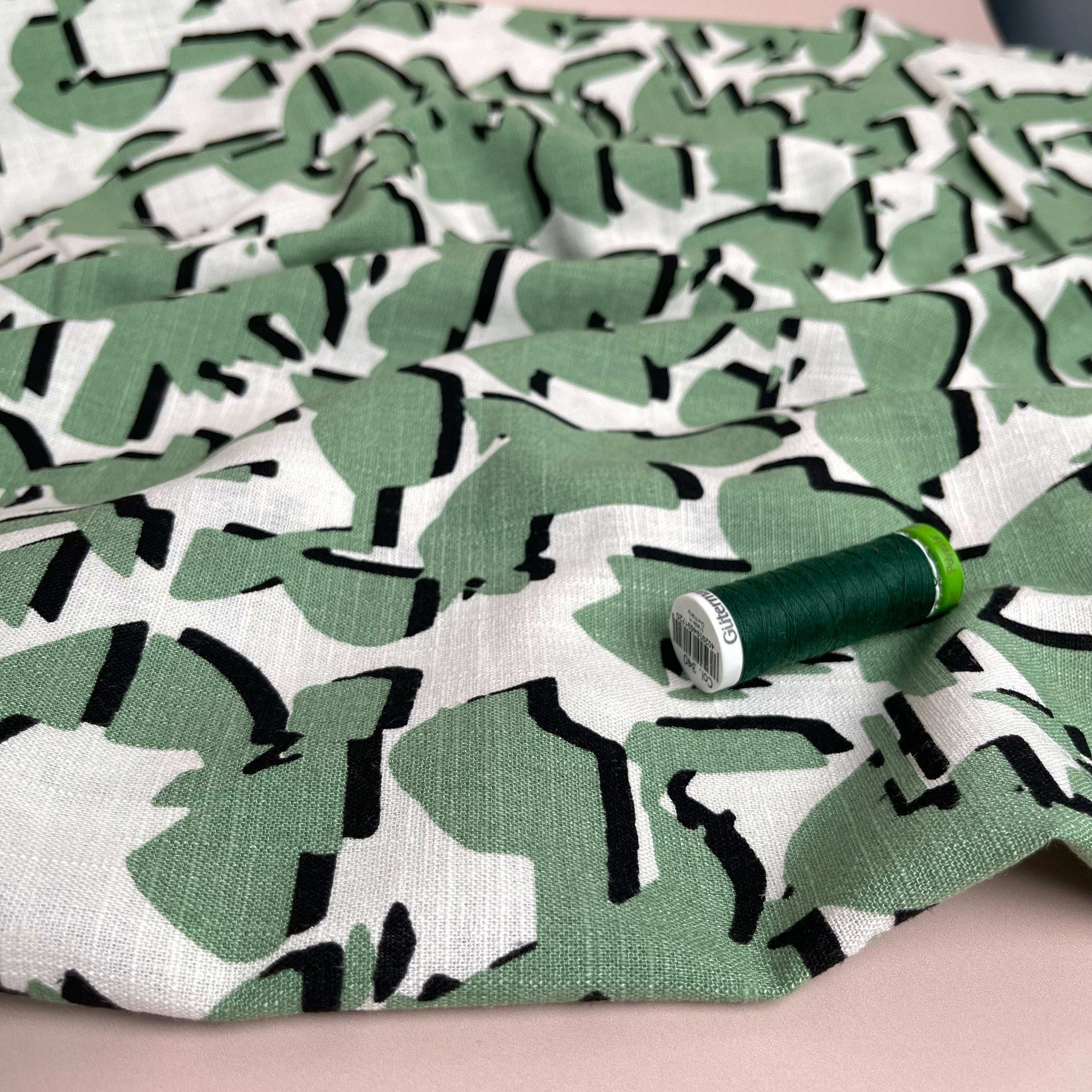 Shapes Green Linen Viscose Blend Fabric