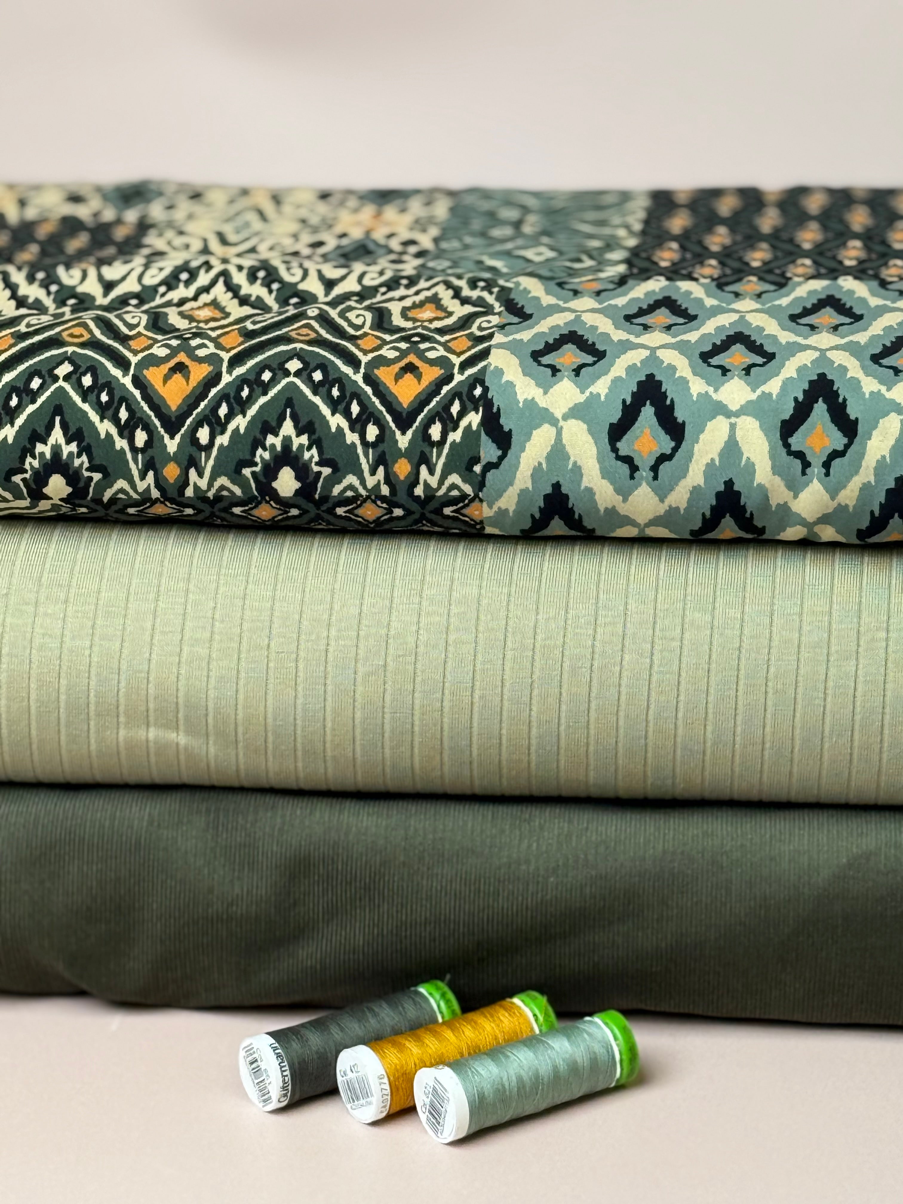 Tea Green Cotton Ribbed Jersey