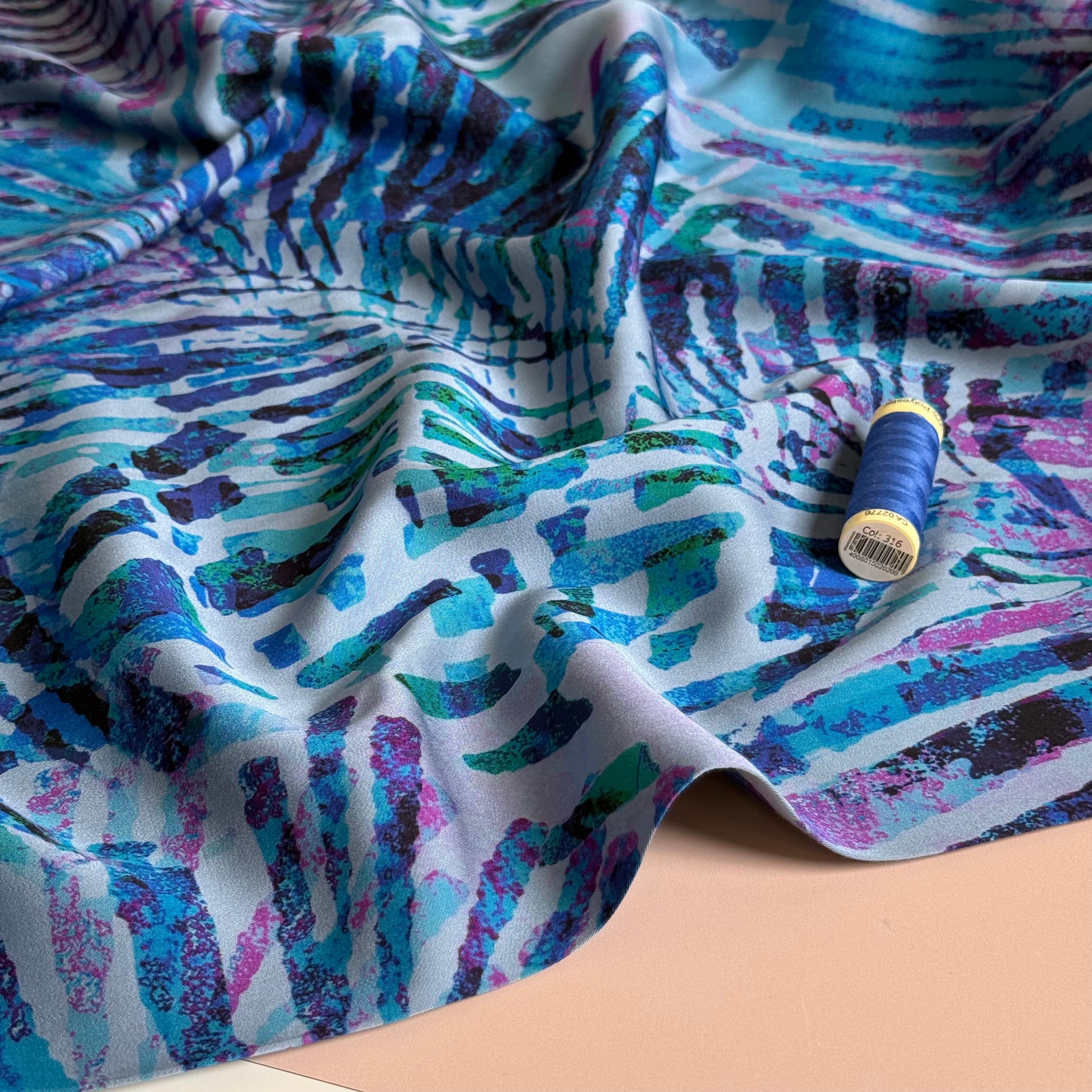 Shadow Leaves Viscose Sateen Fabric