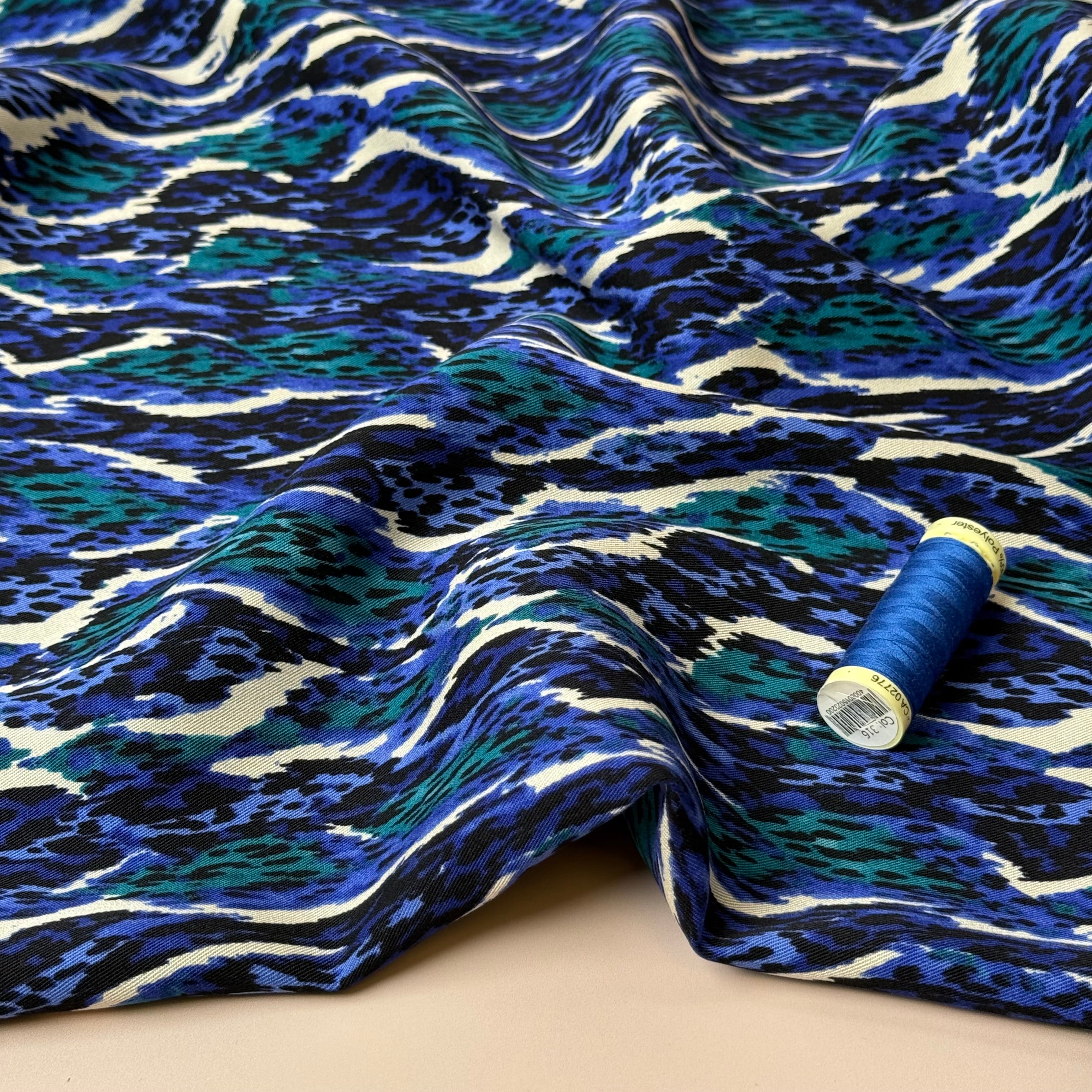 Royal Blue Jungle Viscose Twill