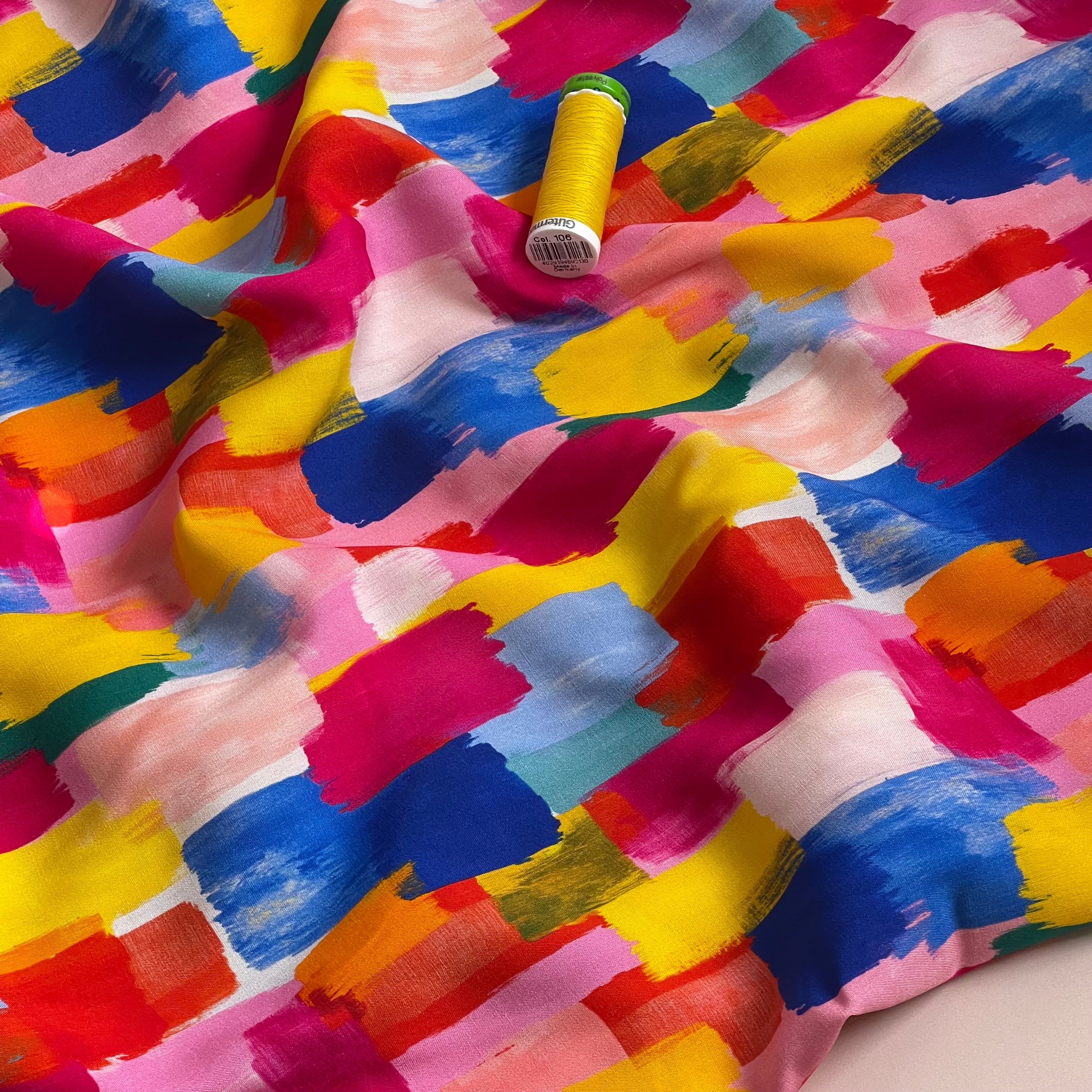 Brushstrokes Viscose Poplin Fabric
