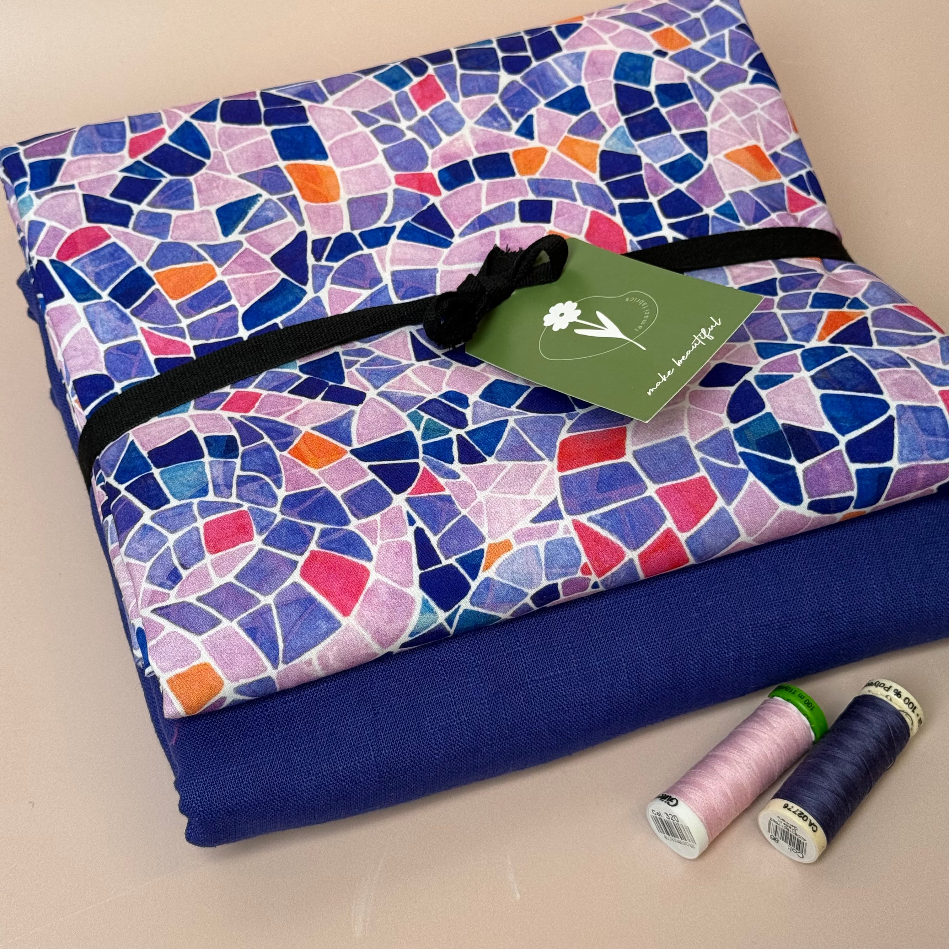 Make An Outfit Colour Bundle and Sewing Kit - Regalia Blouse in Lavender Mosaics and Spring Trousers in Lapis Linen
