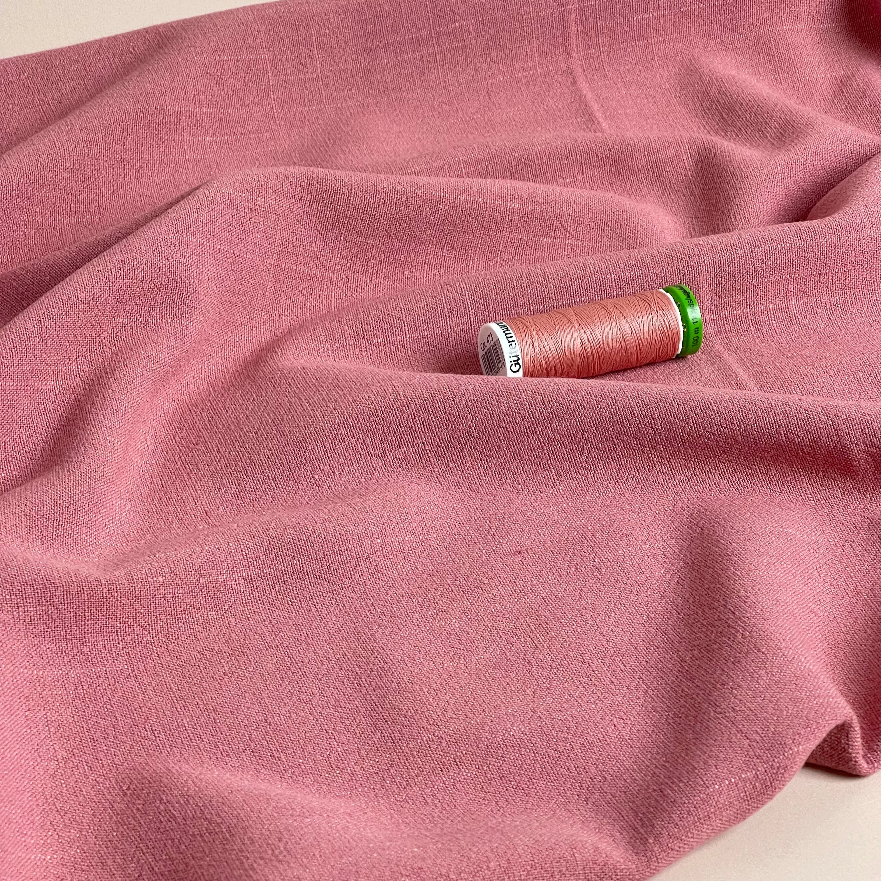Flow Coral Pink Viscose Linen Blend Dress Fabric