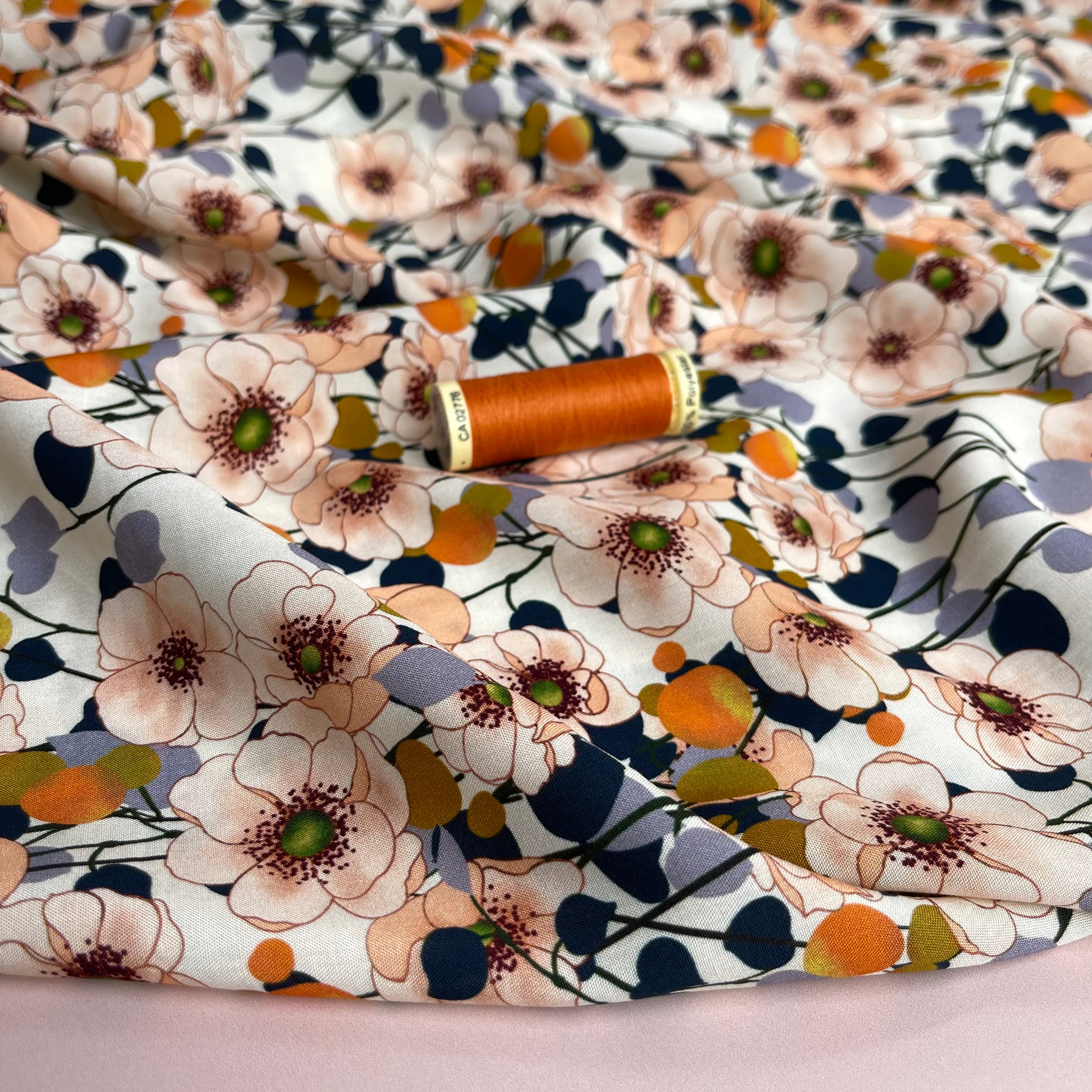Apricot Blossom Viscose Fabric
