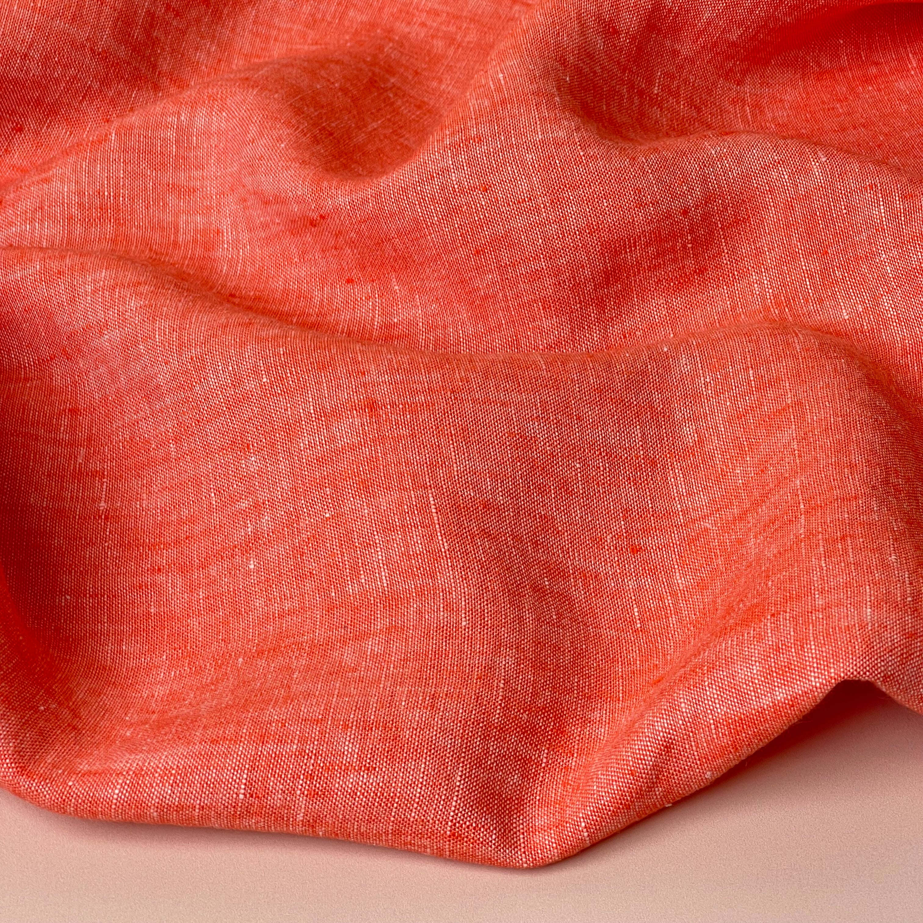 Yarn Dyed Pure Linen Fabric in Orange