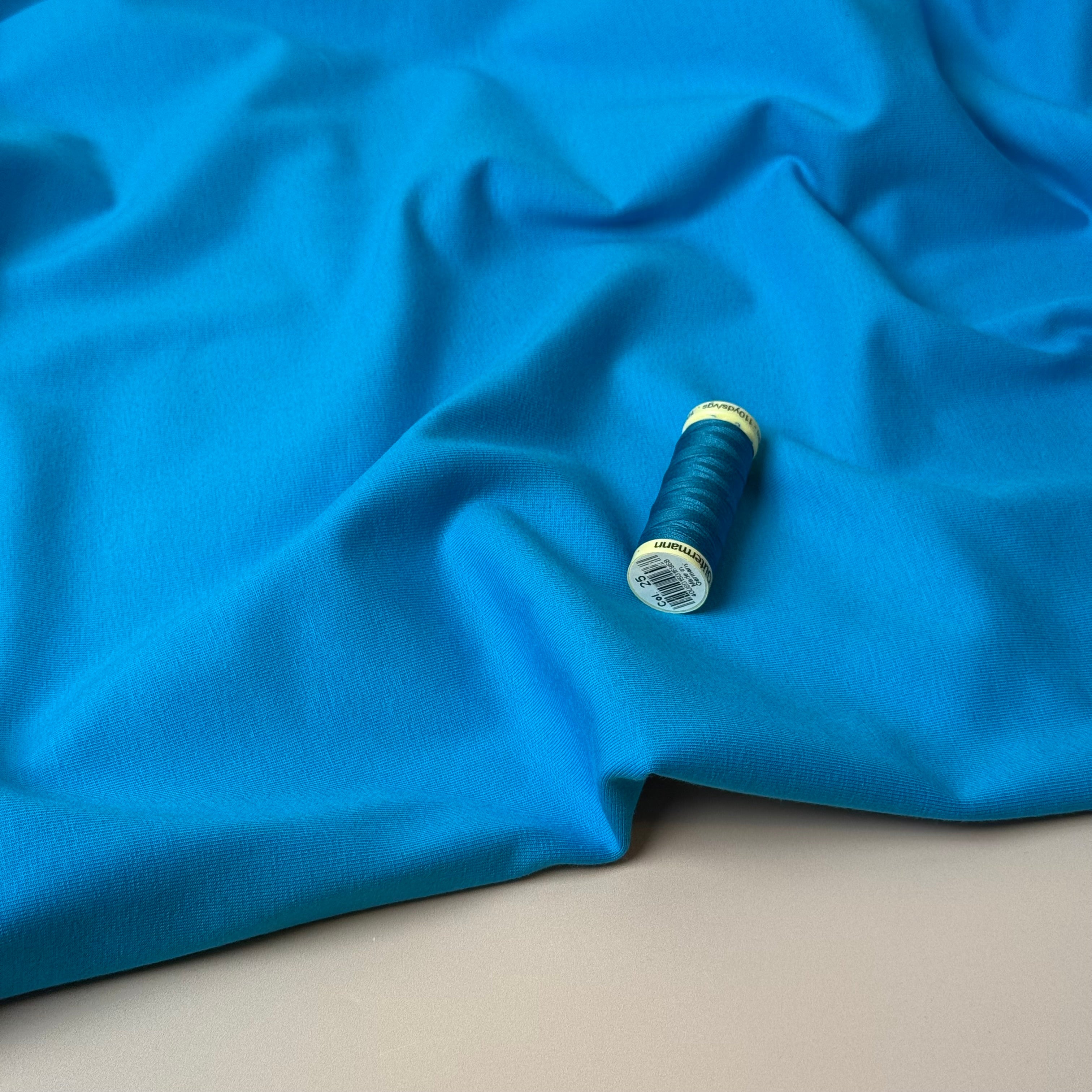 Essential Chic Turquoise Blue Plain Cotton Jersey Fabric