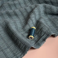 REMNANT 0.80 metre - Chenille Jacquard Fabric in Misty Blue