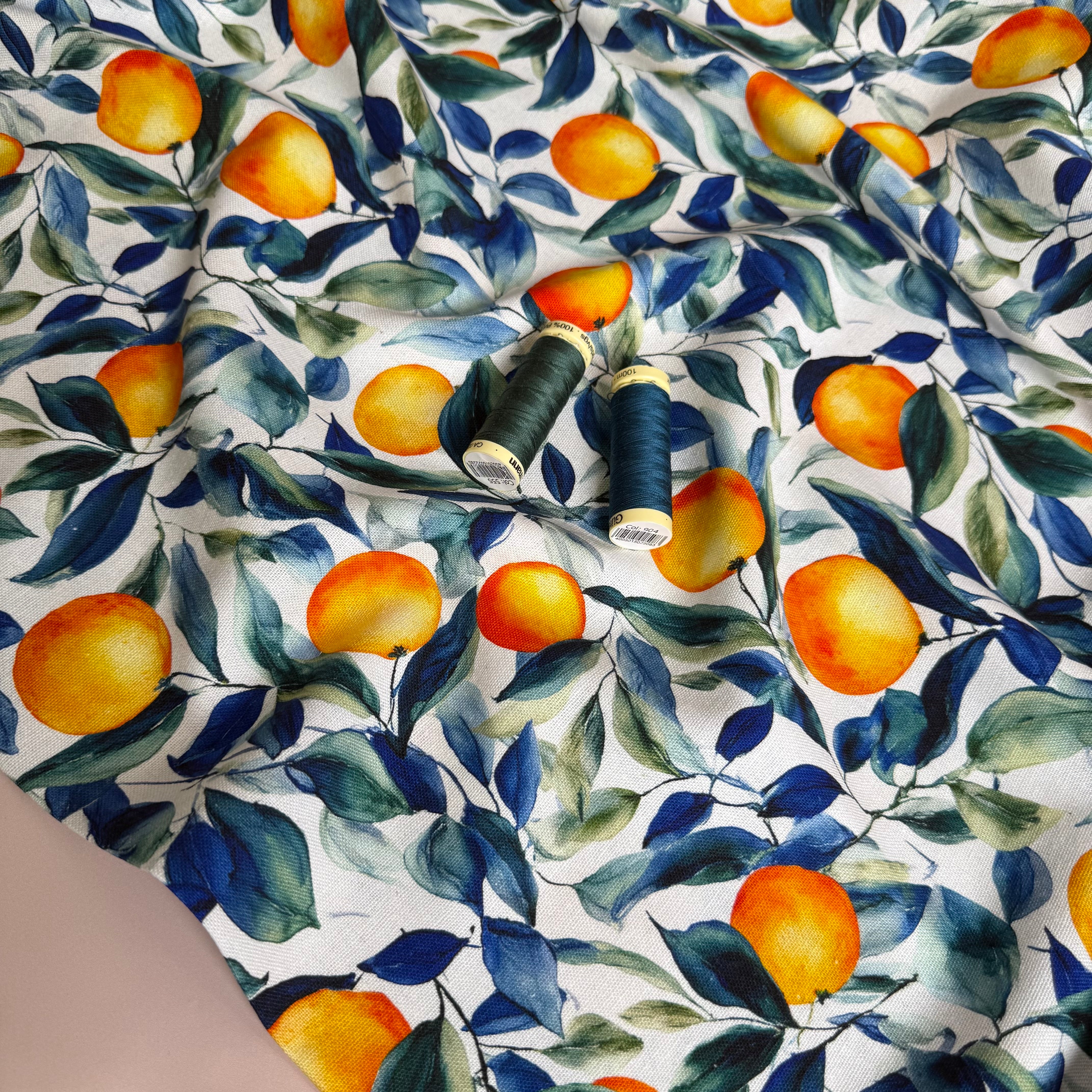 Orange Grove Viscose Linen Fabric