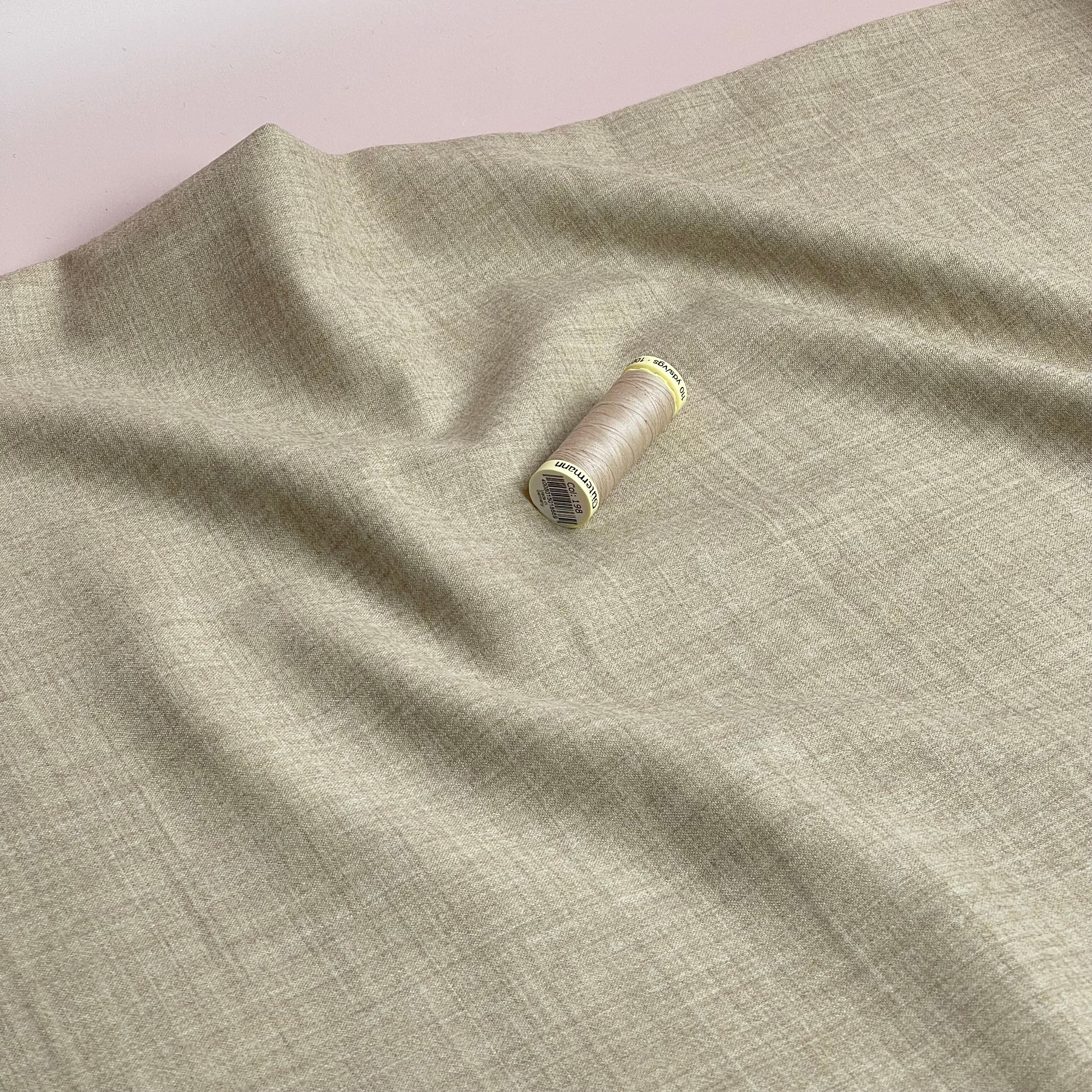 Deadstock Pure Wool Flannel Suiting Fabric in Oatmeal