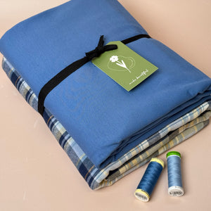 Limited Edition - Luxury Pyjama Kit with Blue Checked Cotton Flannel and Jersey