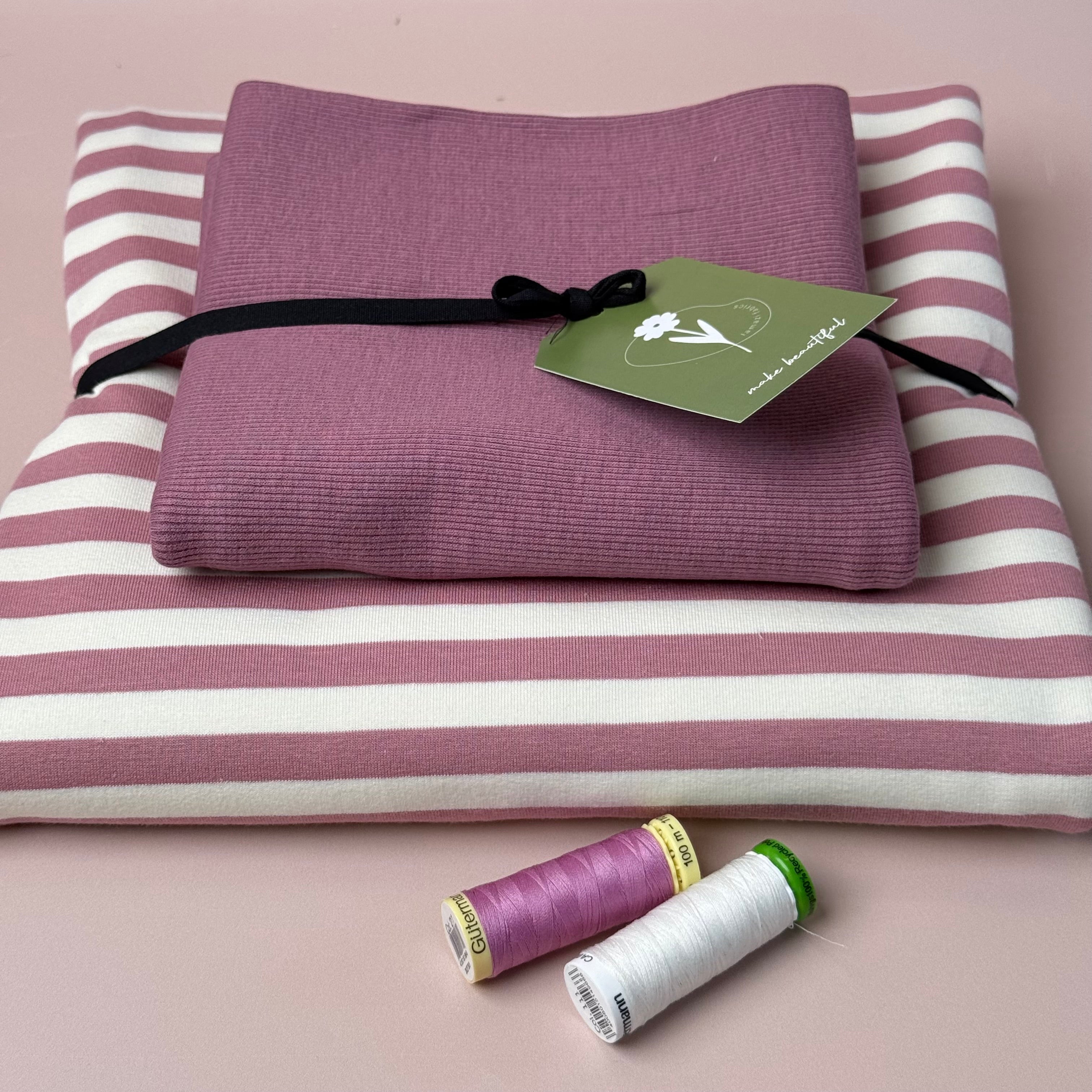 Colour Bundles - Pink Stripe Cotton French Terry & Ribbingpi