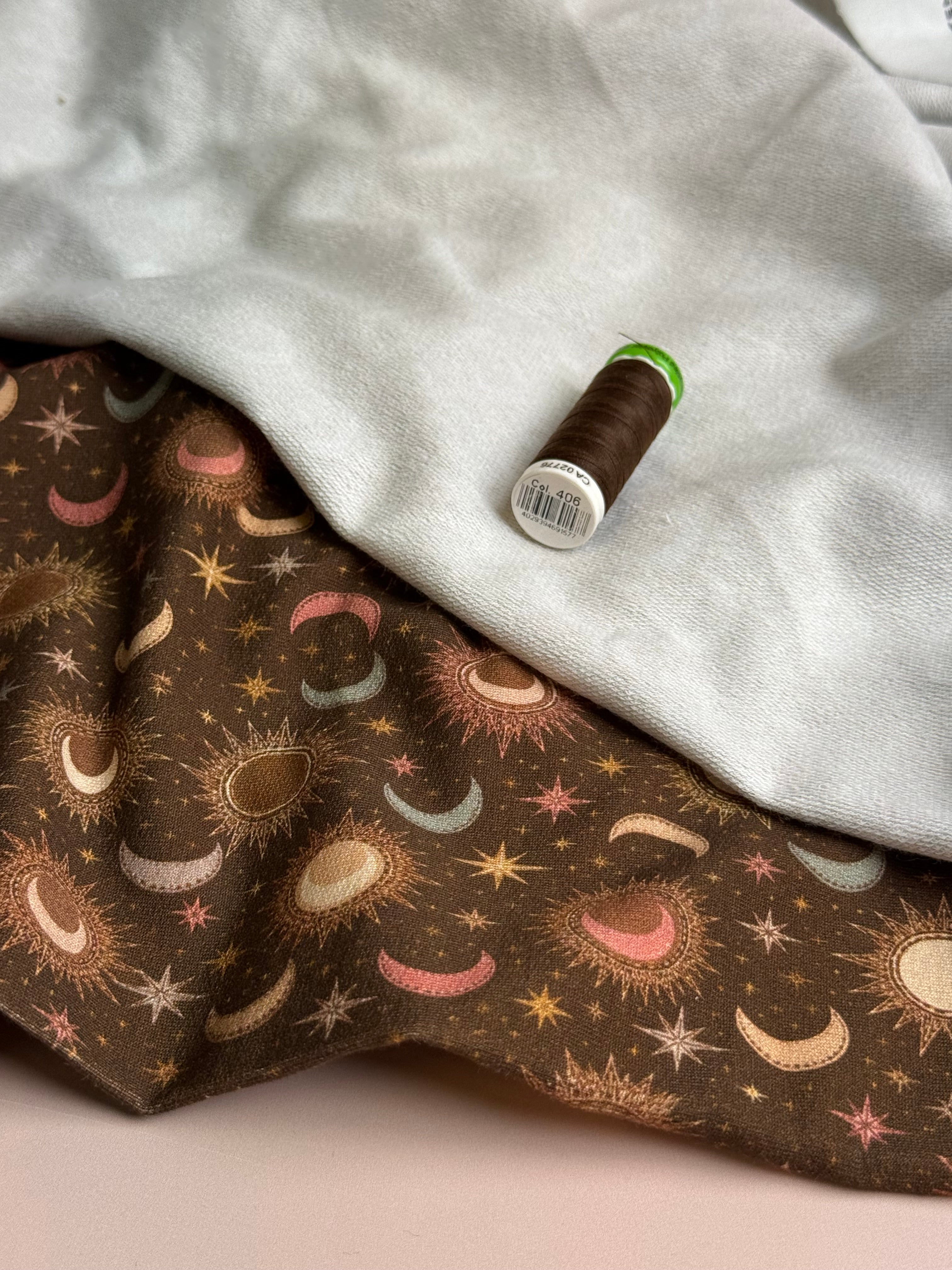 Planets Brown Cotton French Terry