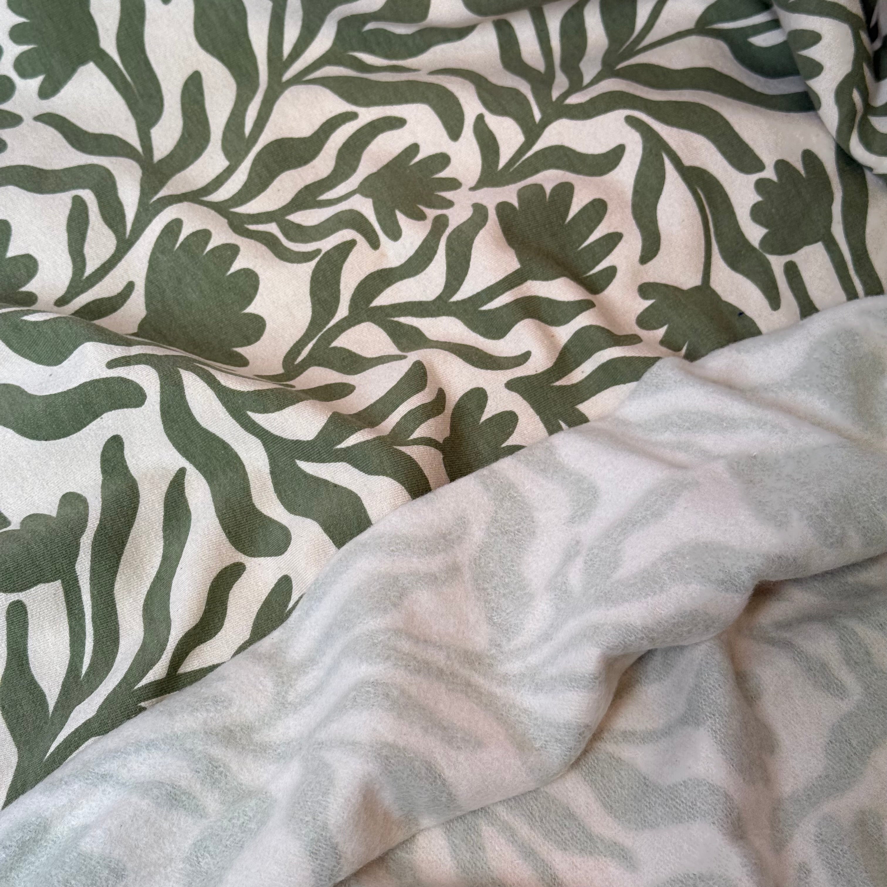 Sage Vines Cotton Sweat-shirting Fabric