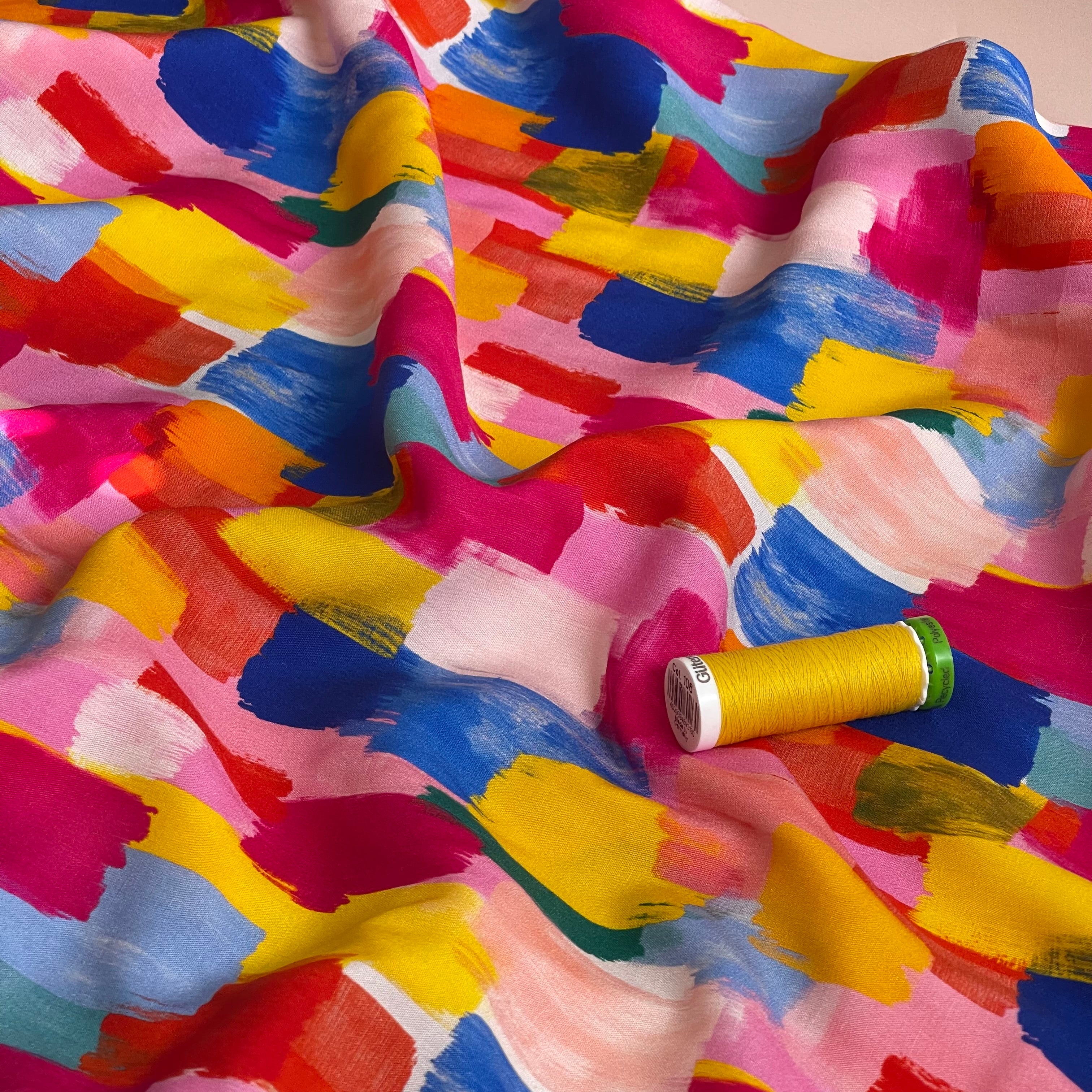 Brushstrokes Viscose Poplin Fabric