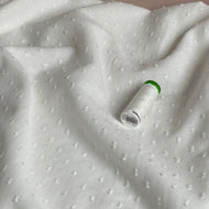 Solid Off-White Cotton Dobby Check Fabric