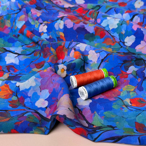 Trees in Watercolour Bloom Viscose Fabric