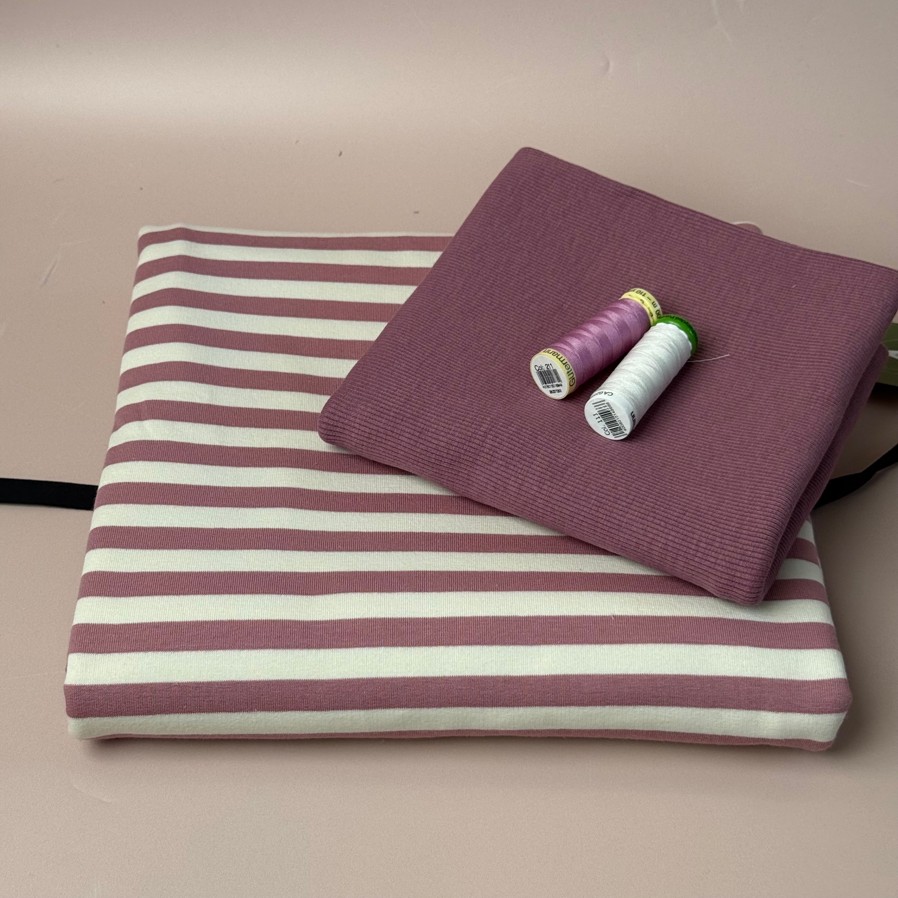Colour Bundles - Pink Stripe Cotton French Terry & Ribbingpi