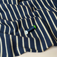 Yarn Dyed Viscose Blend Double Knit Stripes in Navy & Beige
