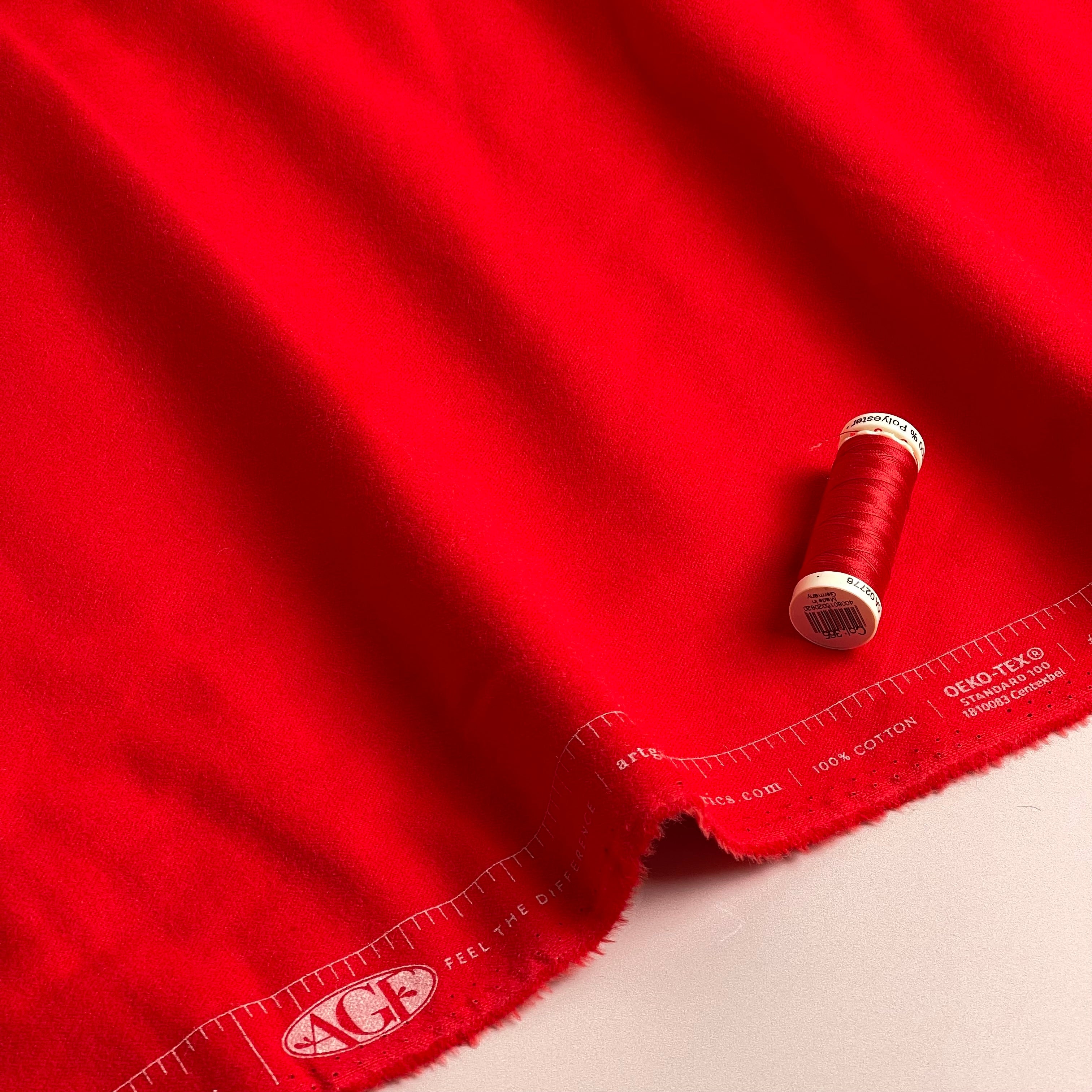 Art Gallery Fabrics - Ruby Red Plain Brushed Cotton Flannel