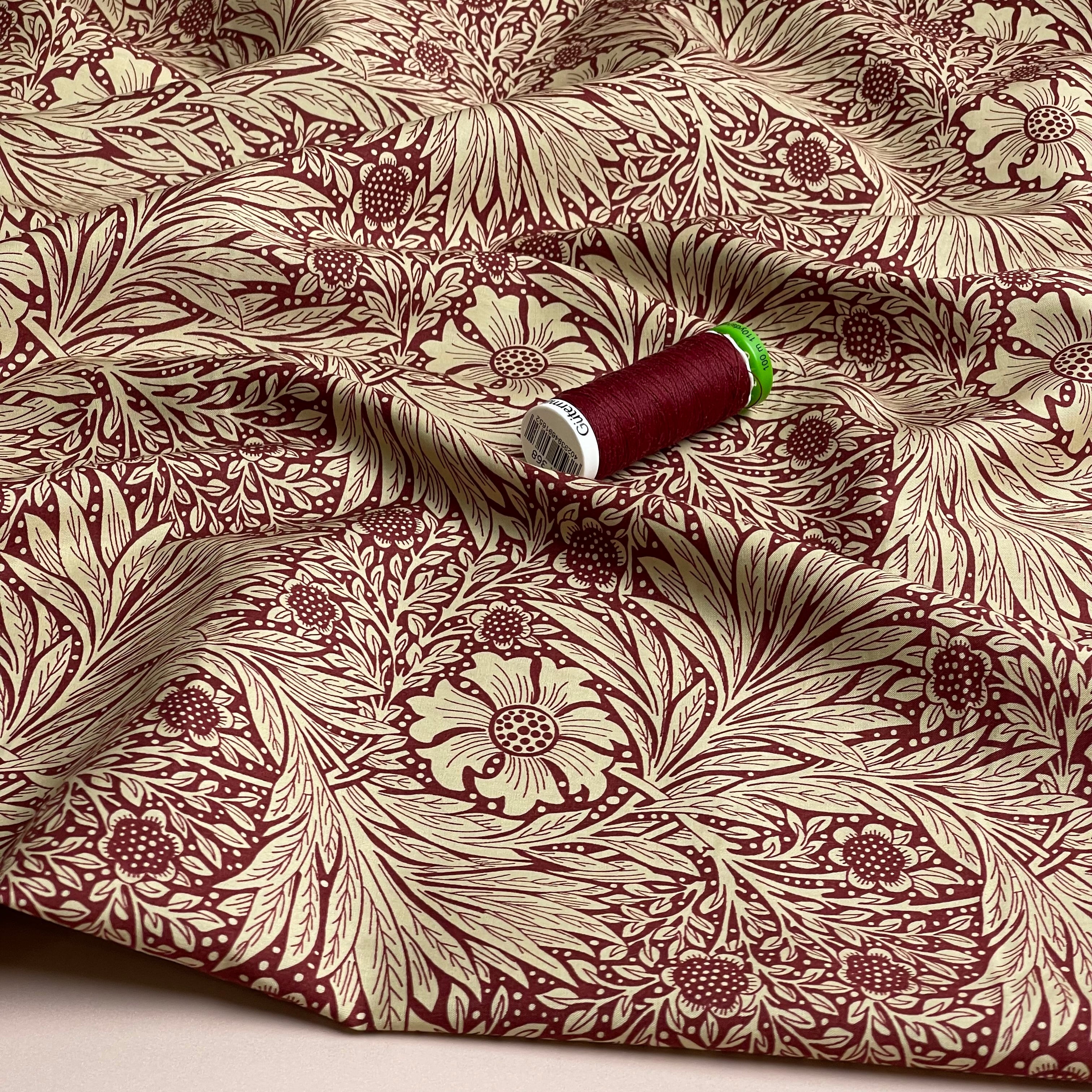 Victoria Burgundy Cotton Lawn Fabric