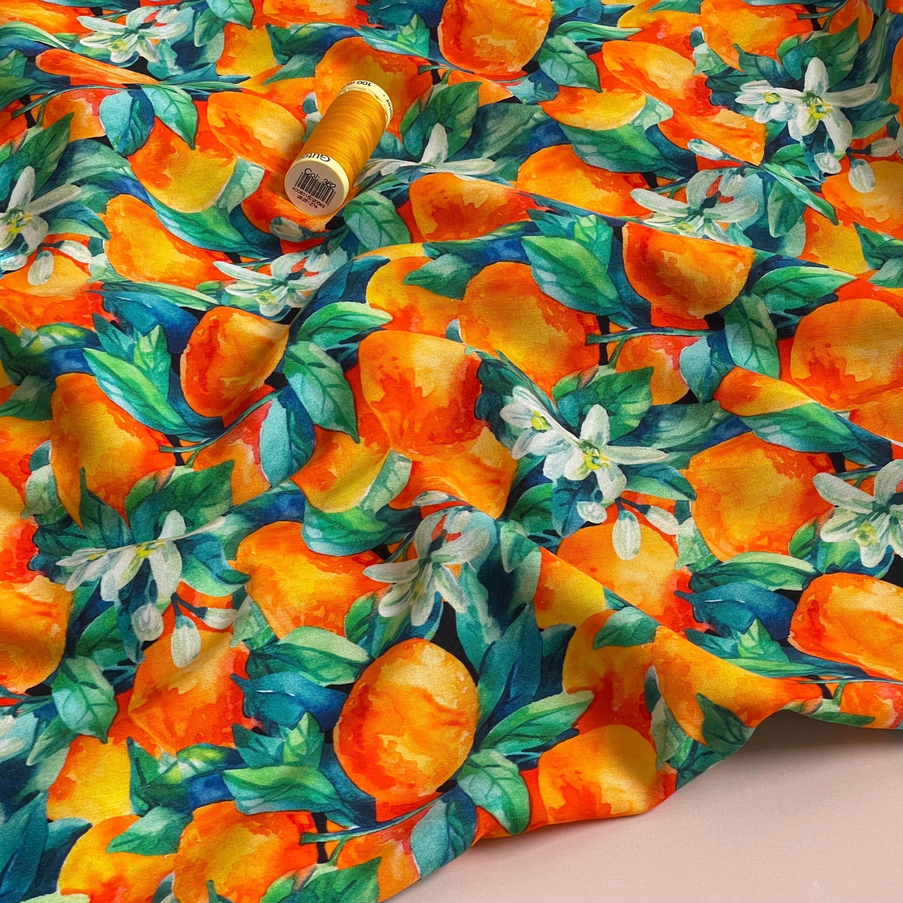 Citrus in Bloom Viscose Poplin Fabric